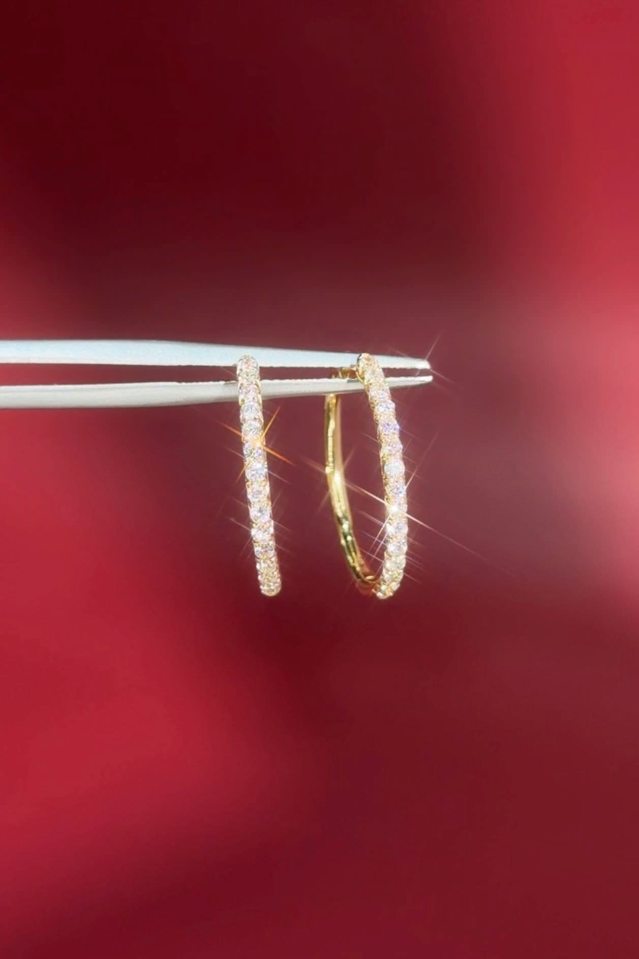 Fine 20mm Pavé Hoops Yellow Gold