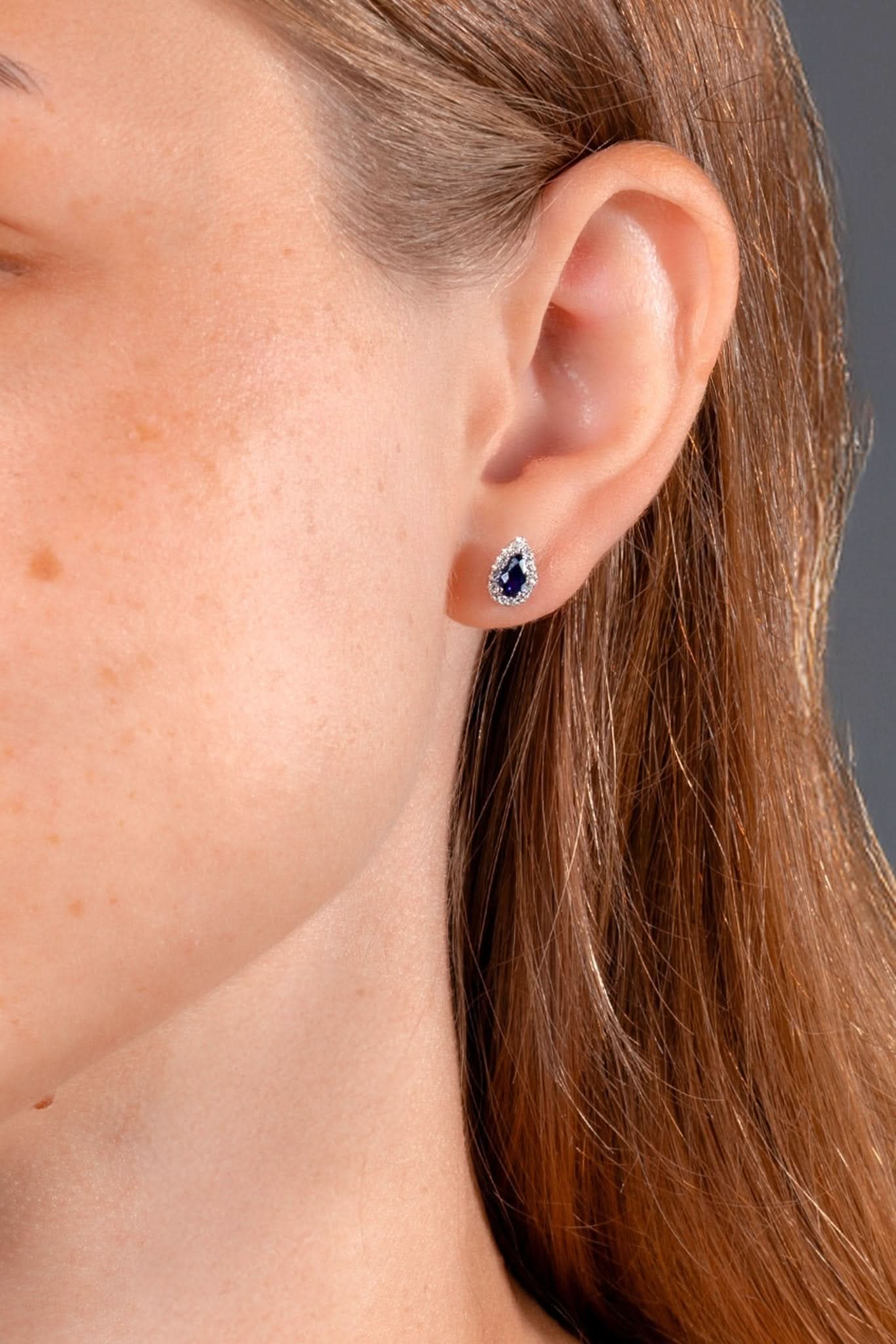 Blue Sapphire Halo Studs