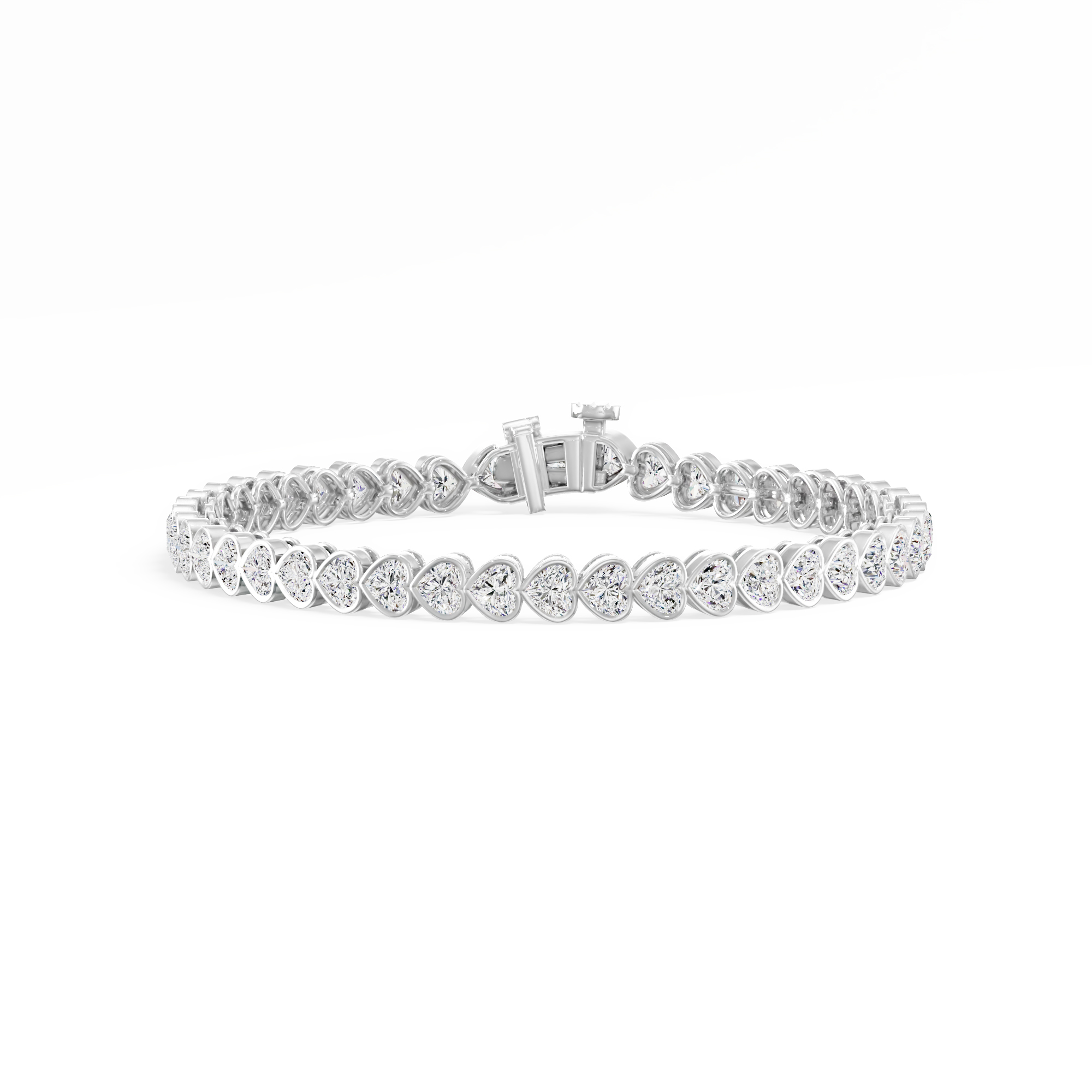 6.83ct Heart Lab Diamond Tennis Bracelet 14K Solid Gold — View 1 of custom handcrafted Lab-Created Diamond jewellery in 14K White Gold