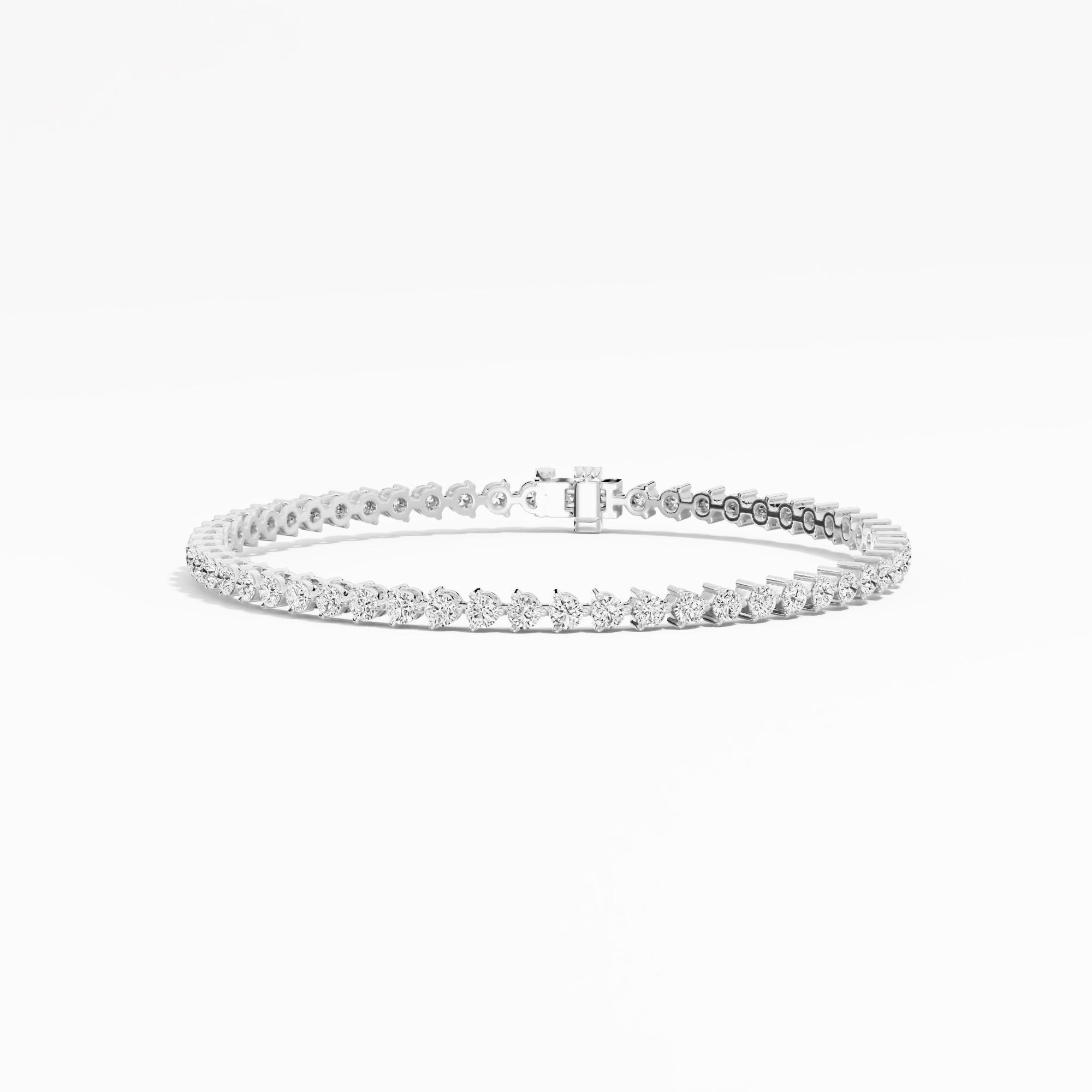 3.15ct Round Lab Diamond Tennis Bracelet 14K Solid Gold — View 1 of custom handcrafted Lab-Created Diamond jewellery in 14K White Gold