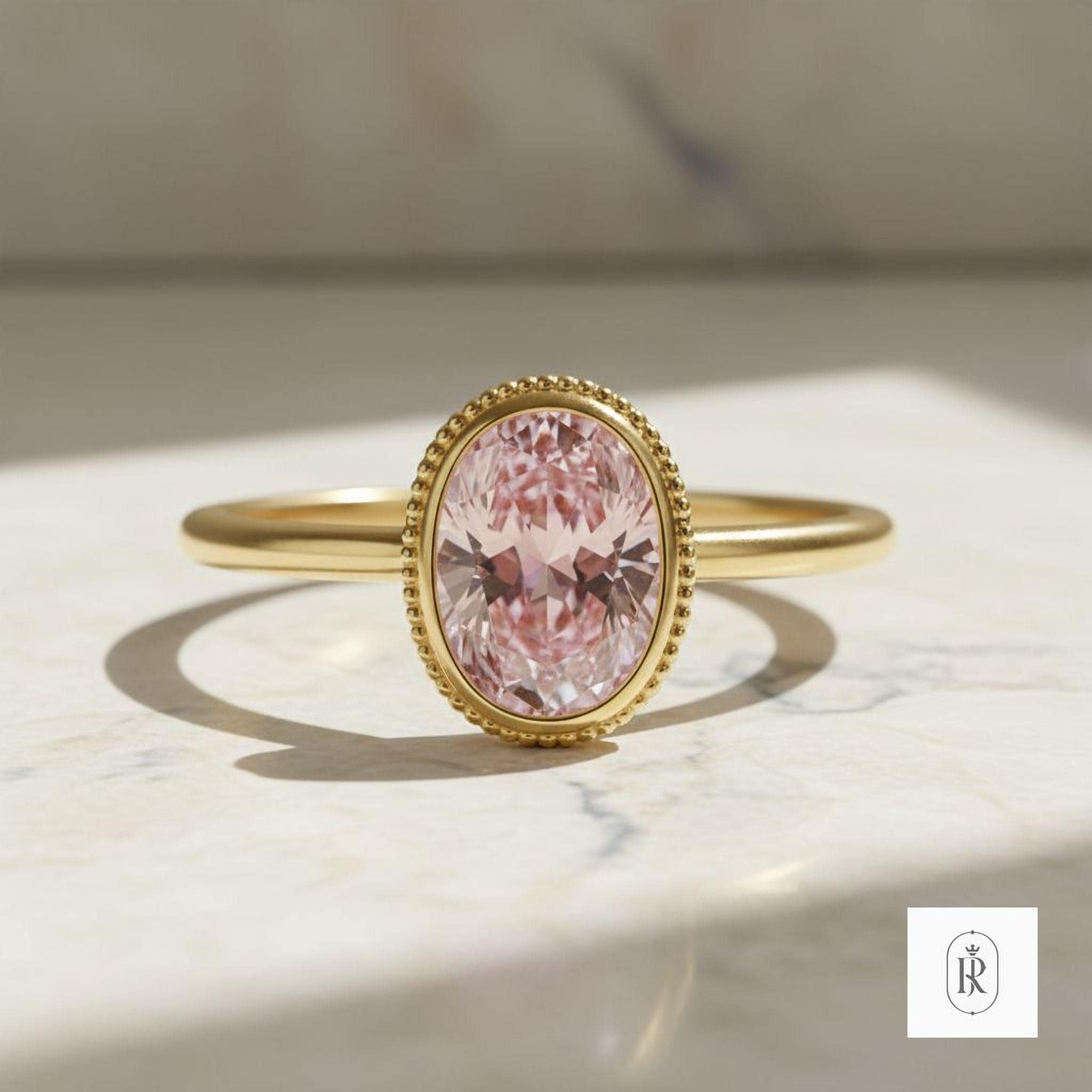 Fancy Pink Lab Diamond Ring: 14K Gold, Ethical Engagement — View 1 of custom handcrafted Lab Diamond jewellery in 14K White Gold
