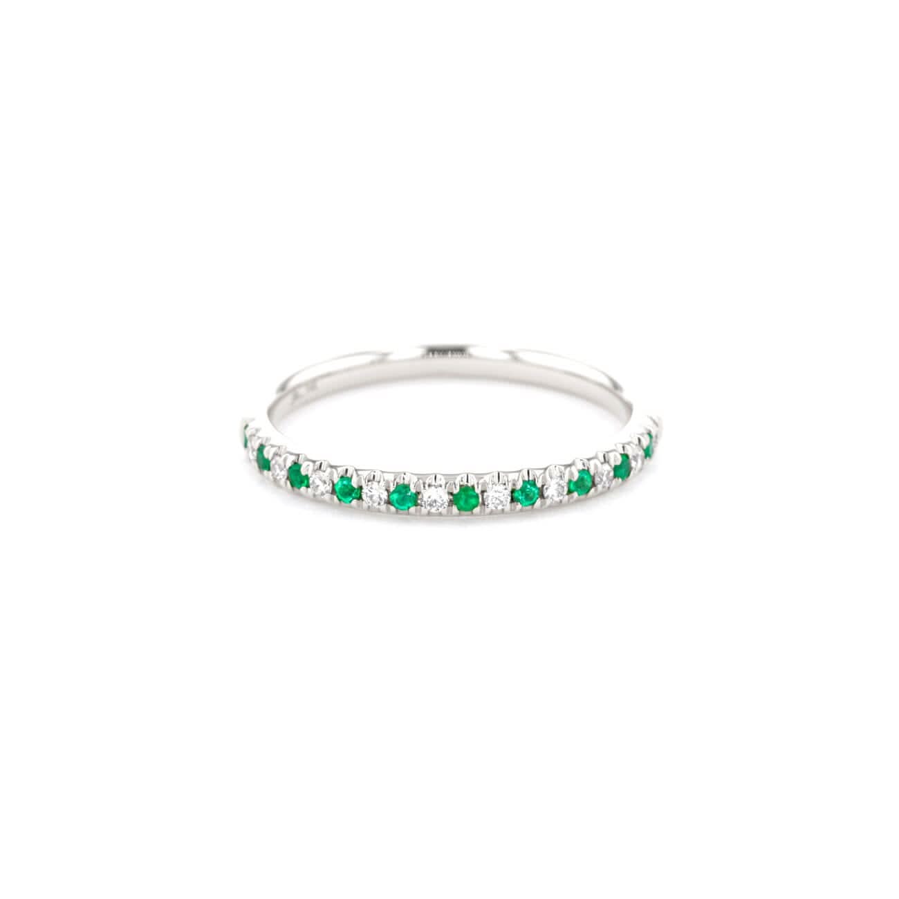 2.2mm Pavé Diamond & Emerald Ring