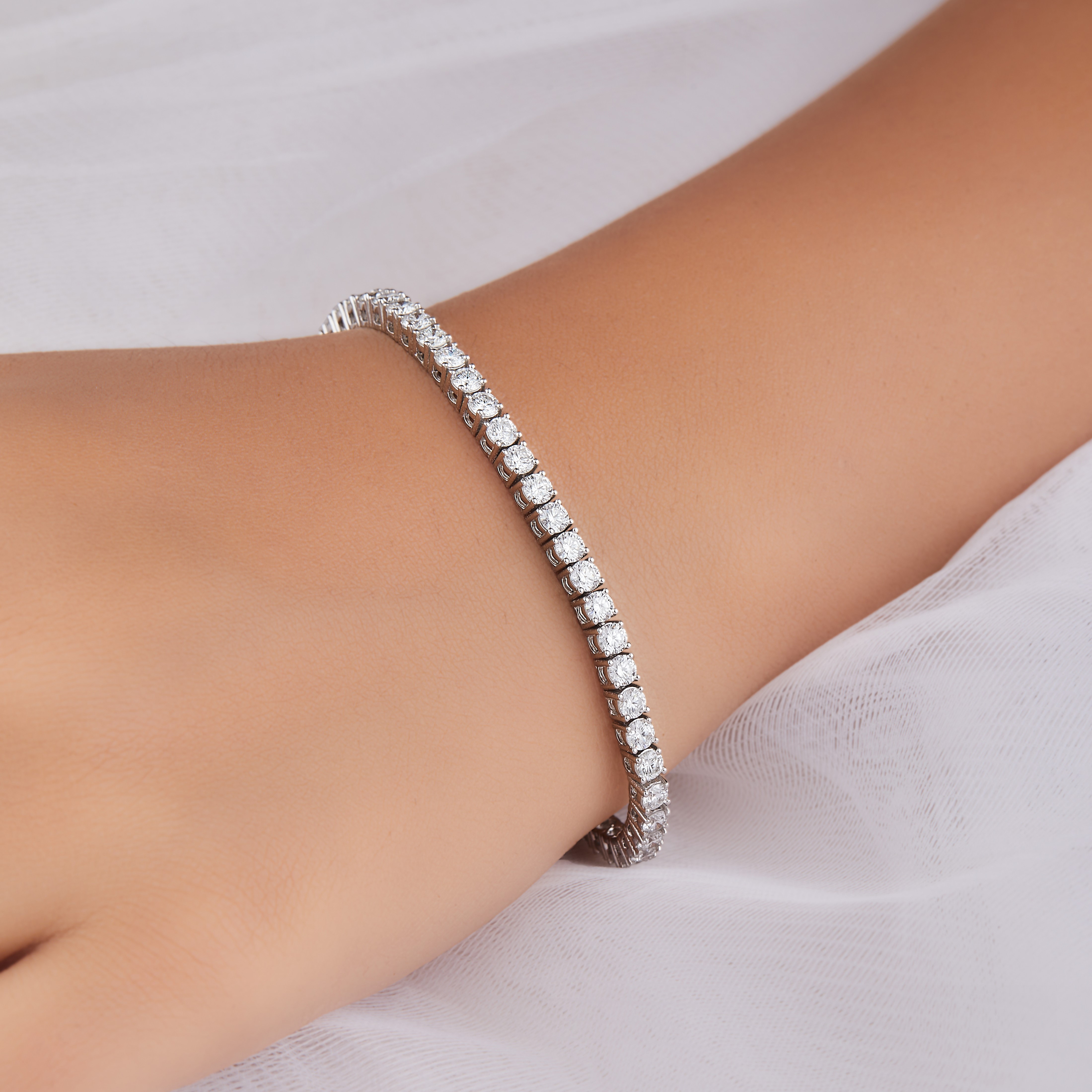 5.36ct Round Lab Diamond Tennis Bracelet 14K Solid Gold