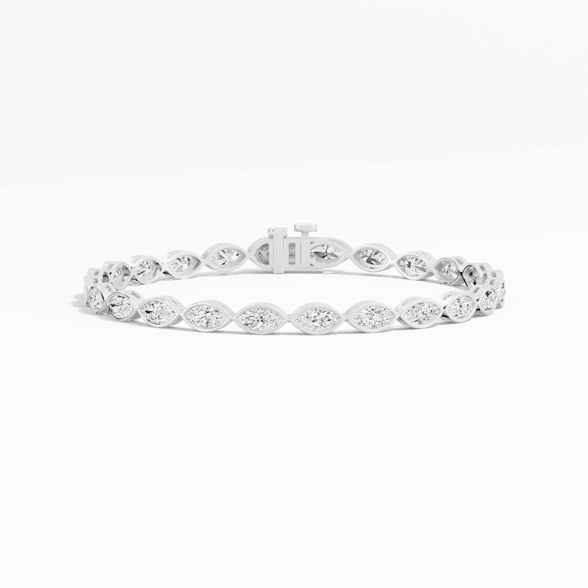5.23ct Marquise Lab Diamond Tennis Bracelet 14K Solid Gold