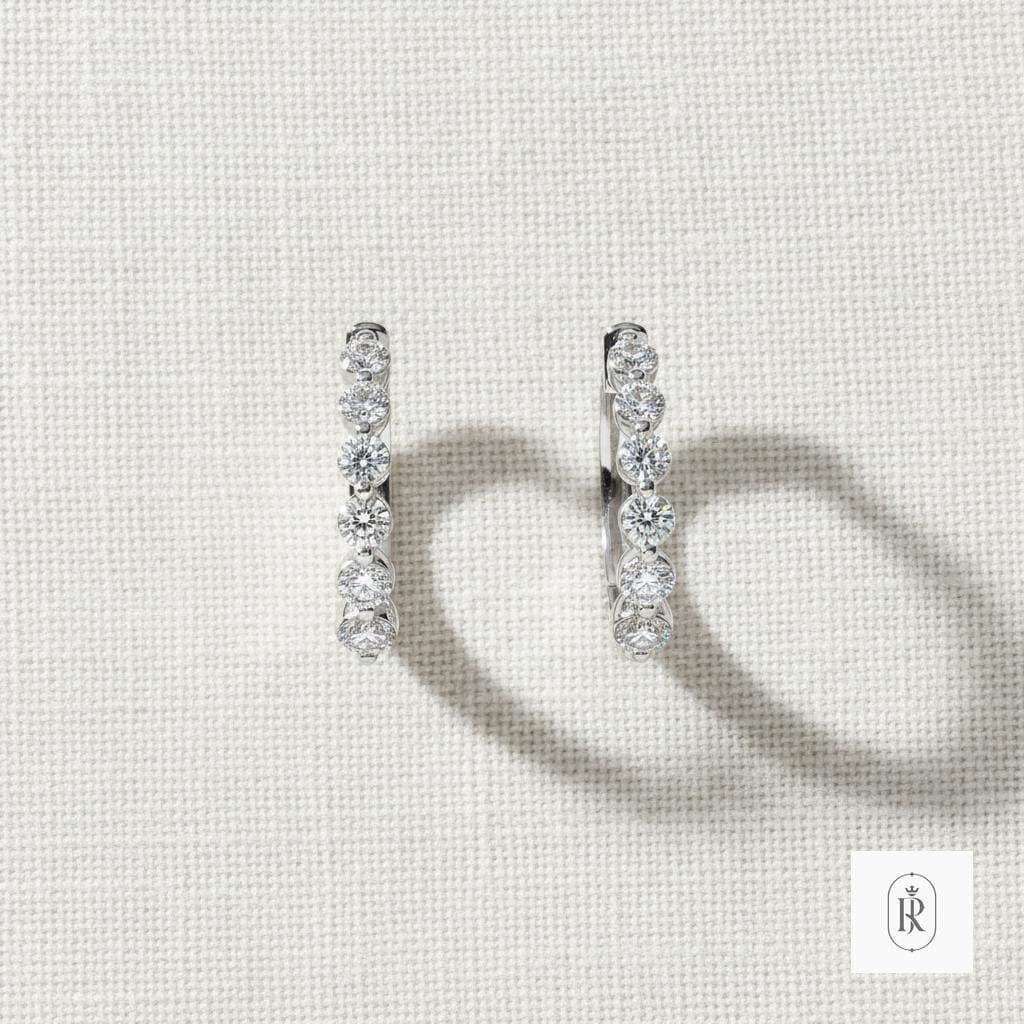 0.80ct Round Lab Diamond Hoop Earrings | 14K White Gold Prong Set — View 1 of custom handcrafted Lab Diamond jewellery in 14K White Gold