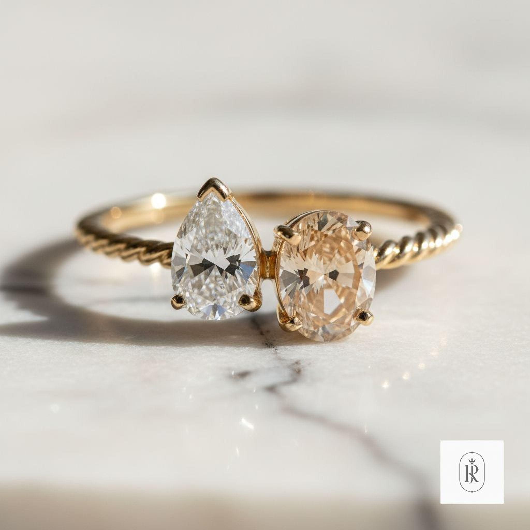 Lab Grown Champagne Diamond Ring: Oval Cut, 14K Gold (1.2ct) — View 1 of custom handcrafted Lab Diamond jewellery in 14K White Gold
