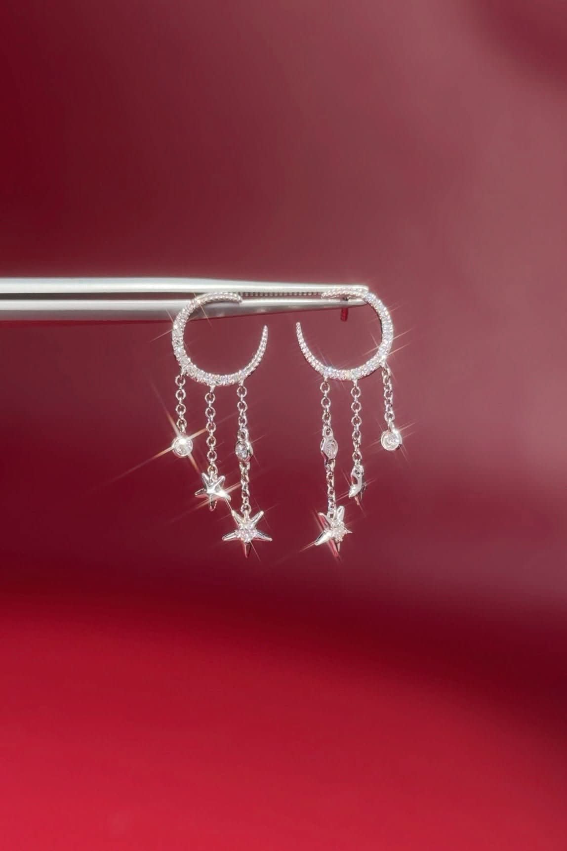 Moon & Star Diamond Drip Earrings