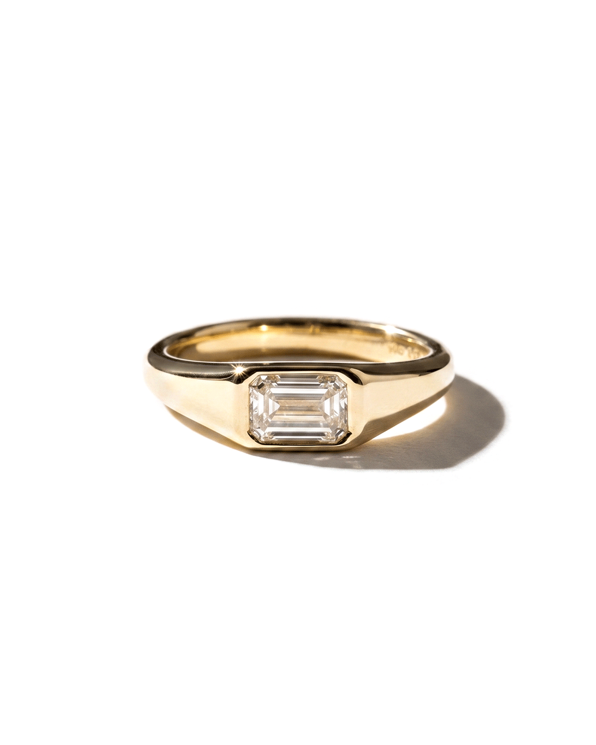East West Emerald Signet Ring