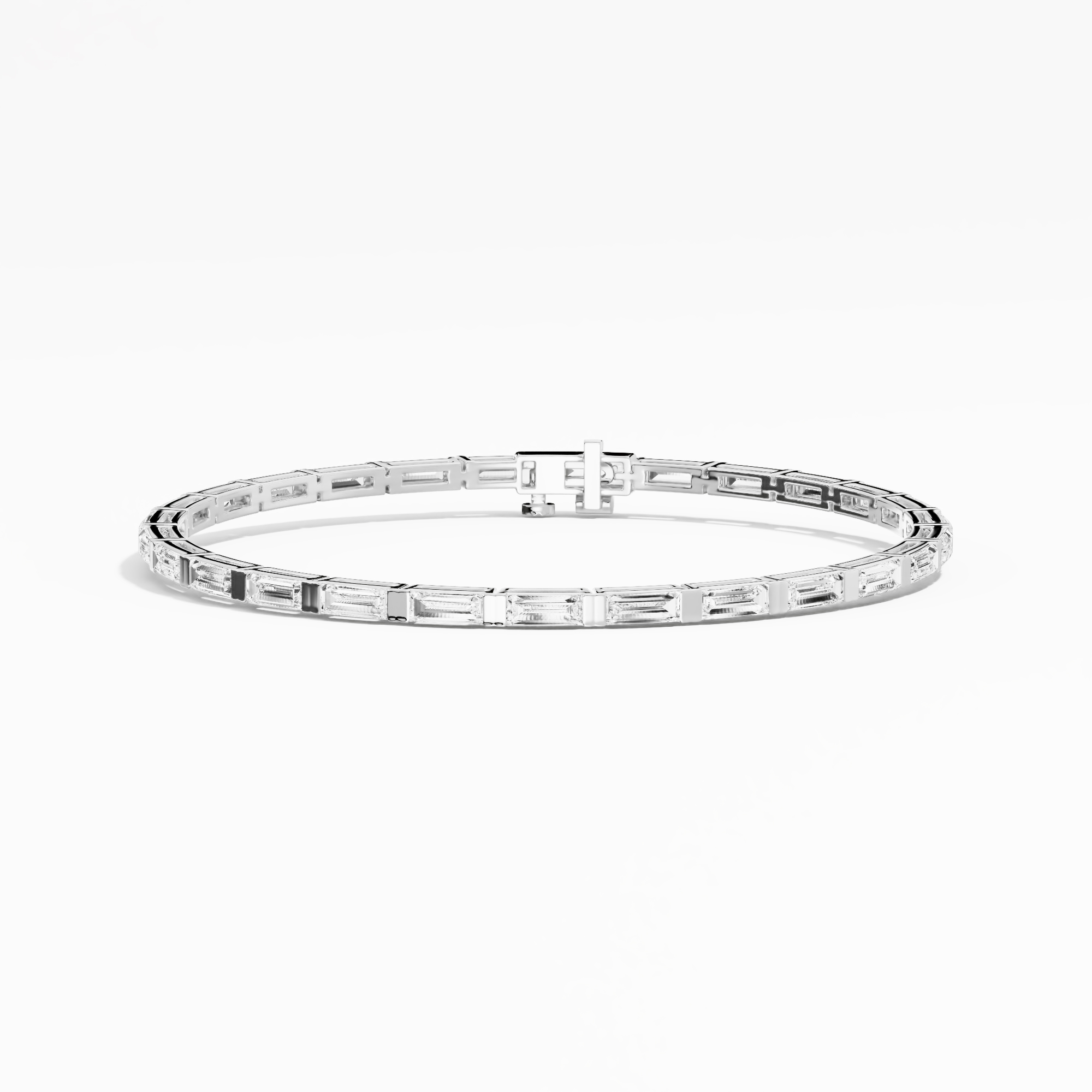 4.17ct Baguette Lab Diamond Tennis Bracelet 14K Solid Gold — View 1 of custom handcrafted Lab-Created Diamond jewellery in 14K White Gold