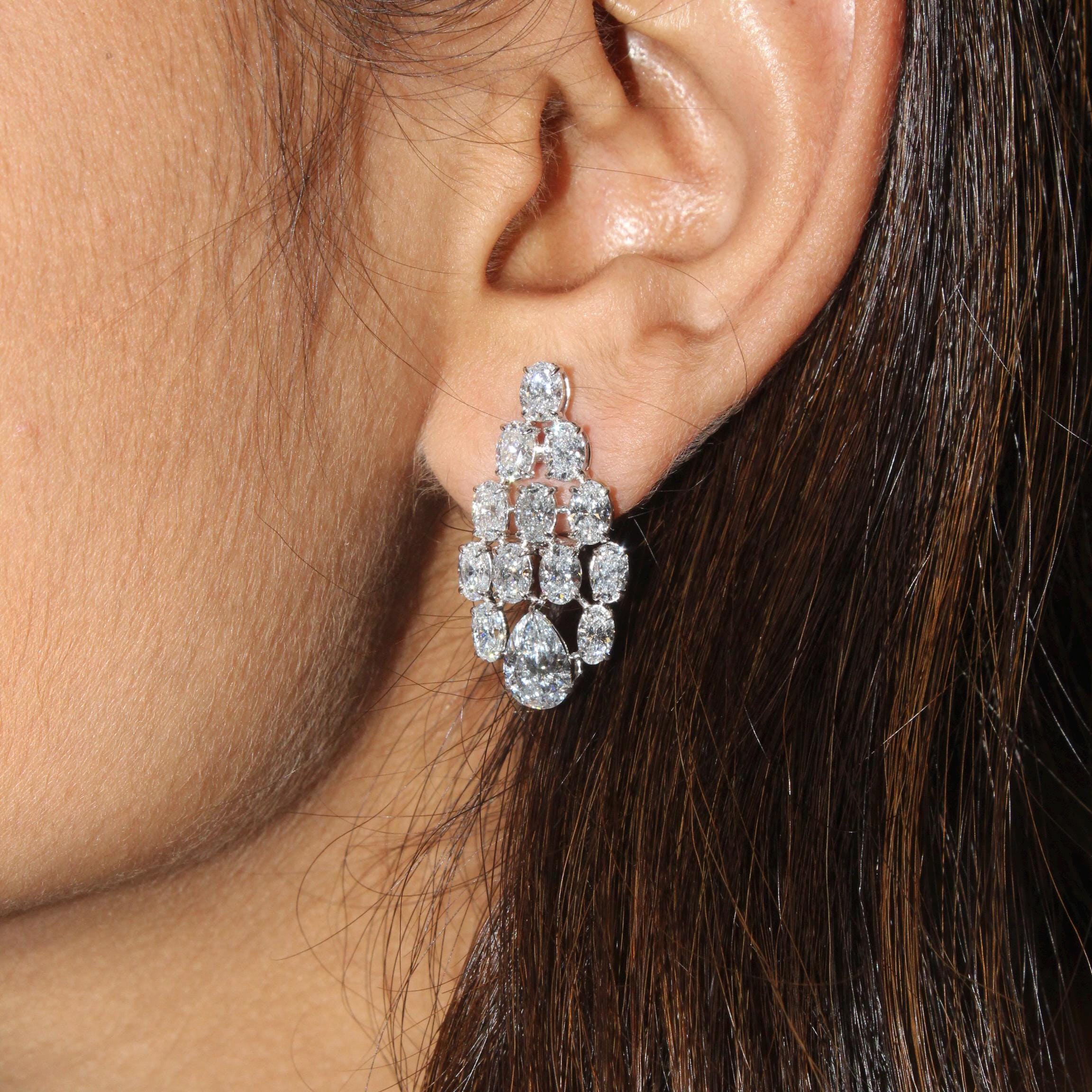 7.88ct Oval Lab Diamond Stud Earrings 14K White Gold Prong Set High Earrings — View 1 of custom handcrafted Lab Diamond jewellery in 14K White Gold