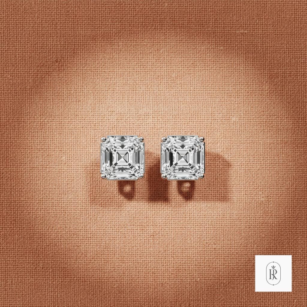 0.54ct Asscher Lab Diamond Stud Earrings | 14K White Gold Prong Set — View 1 of custom handcrafted Lab Diamond jewellery in 14K White Gold
