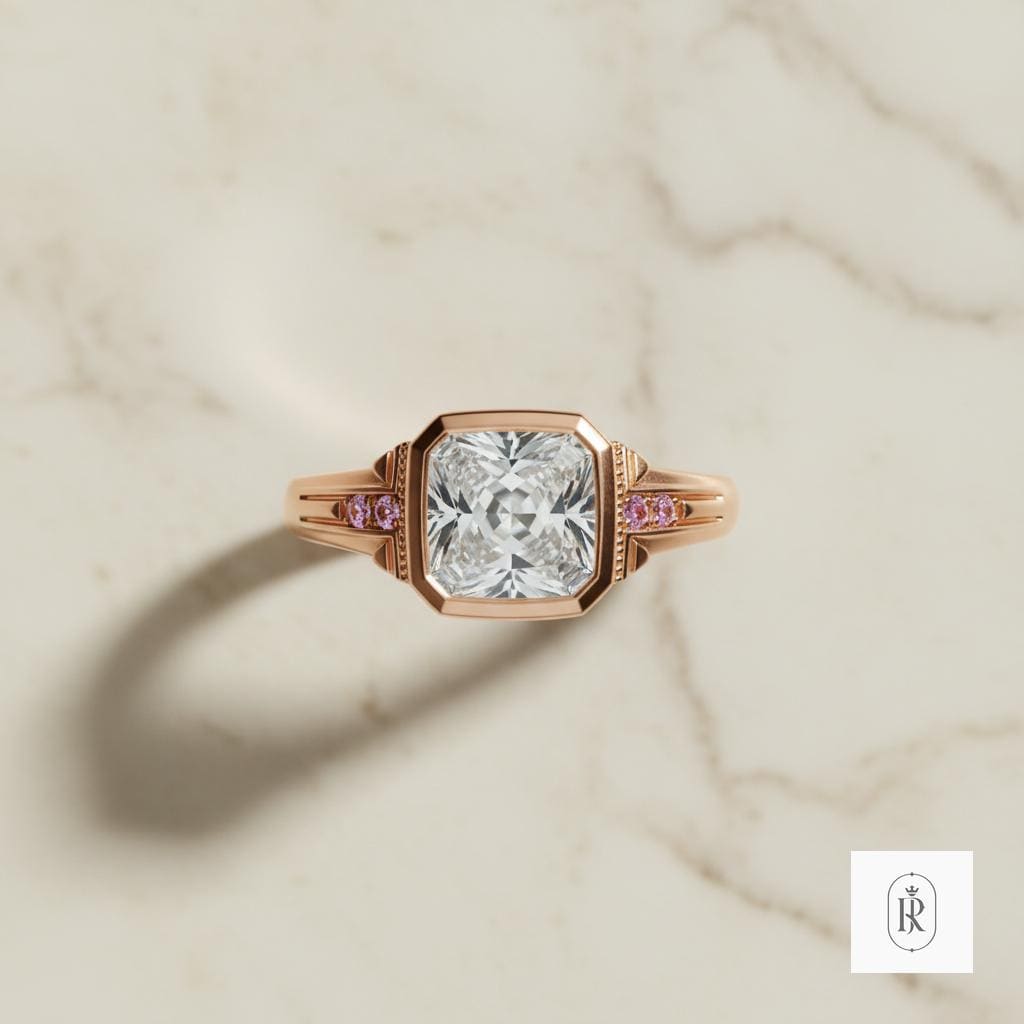 Minimalist Moissanite Ring, Radiant Cut, Rose Gold (14K, Ethical Jewelry)