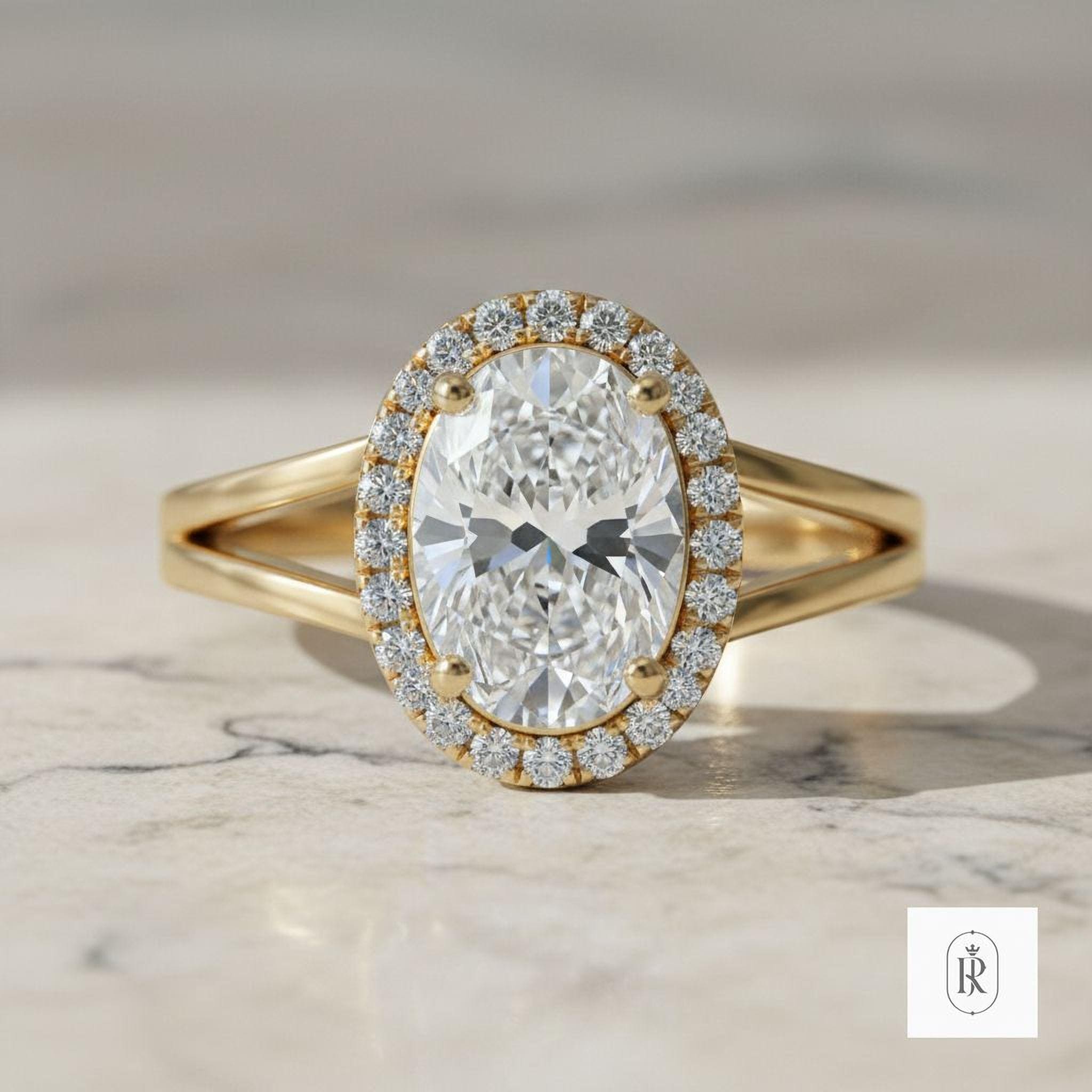 Lab-Grown Oval Diamond Ring - 2ct, 14K Solid Gold — View 1 of custom handcrafted Lab Diamond jewellery in 14K White Gold