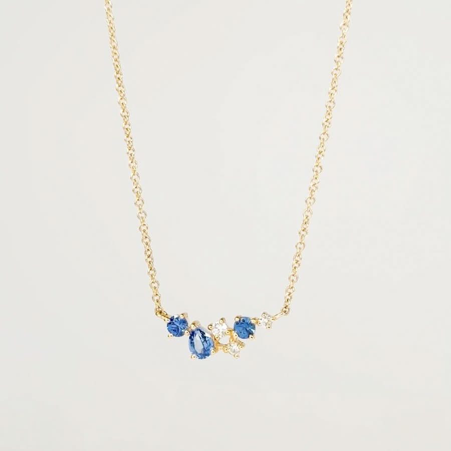 Organic Sapphire and Diamond Necklace