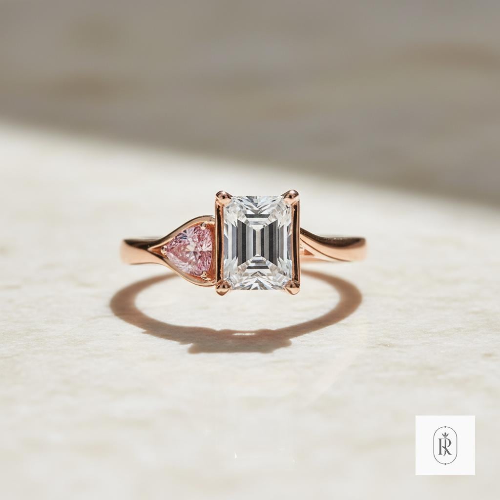 Radiant Cut Moissanite Ring, 14K Gold Solitaire (Engagement, Custom Sizes) — View 1 of custom handcrafted Lab Diamond jewellery in 14K White Gold