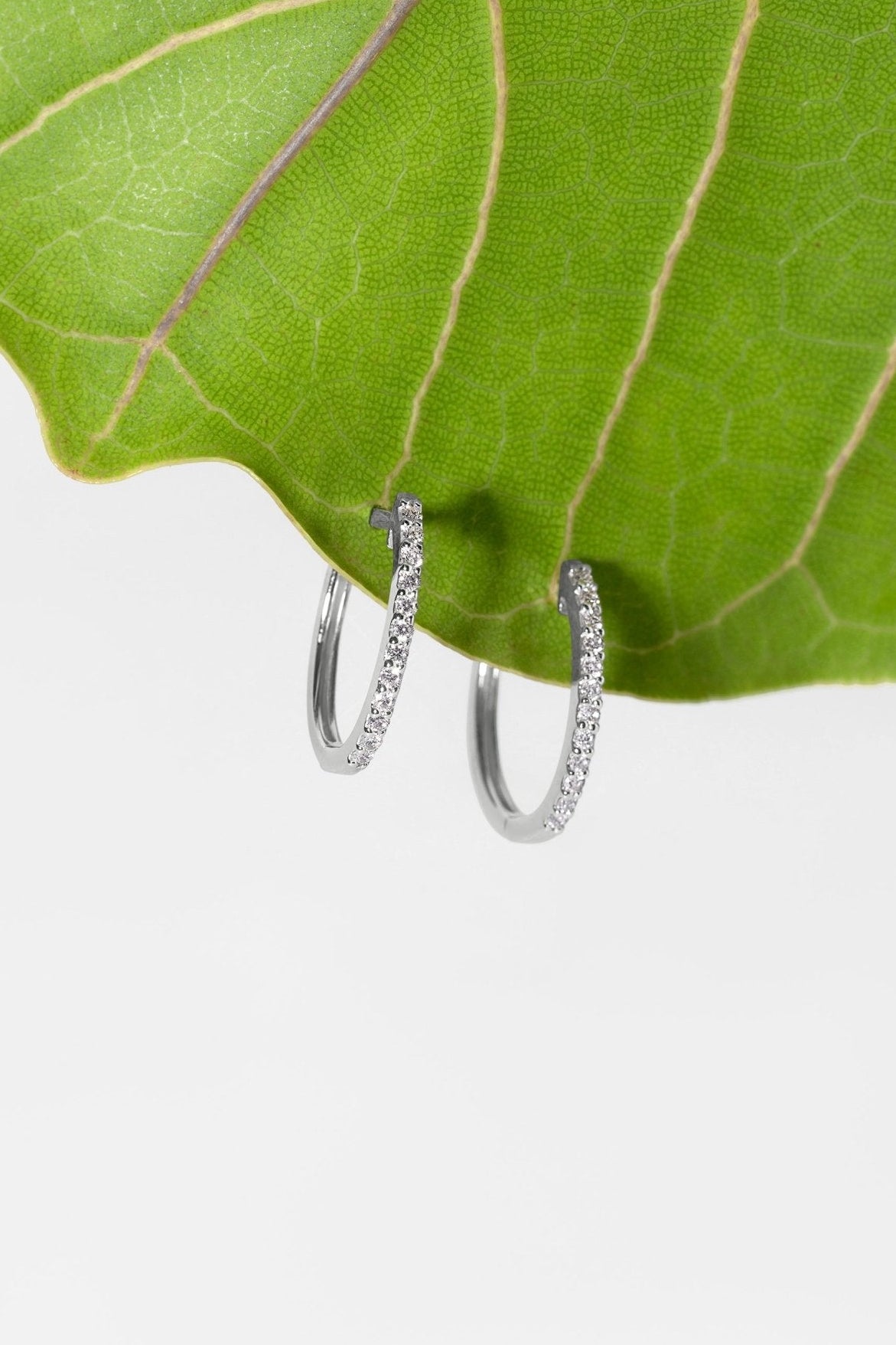 Extra-Fine 16mm Pavé Hoops White Gold