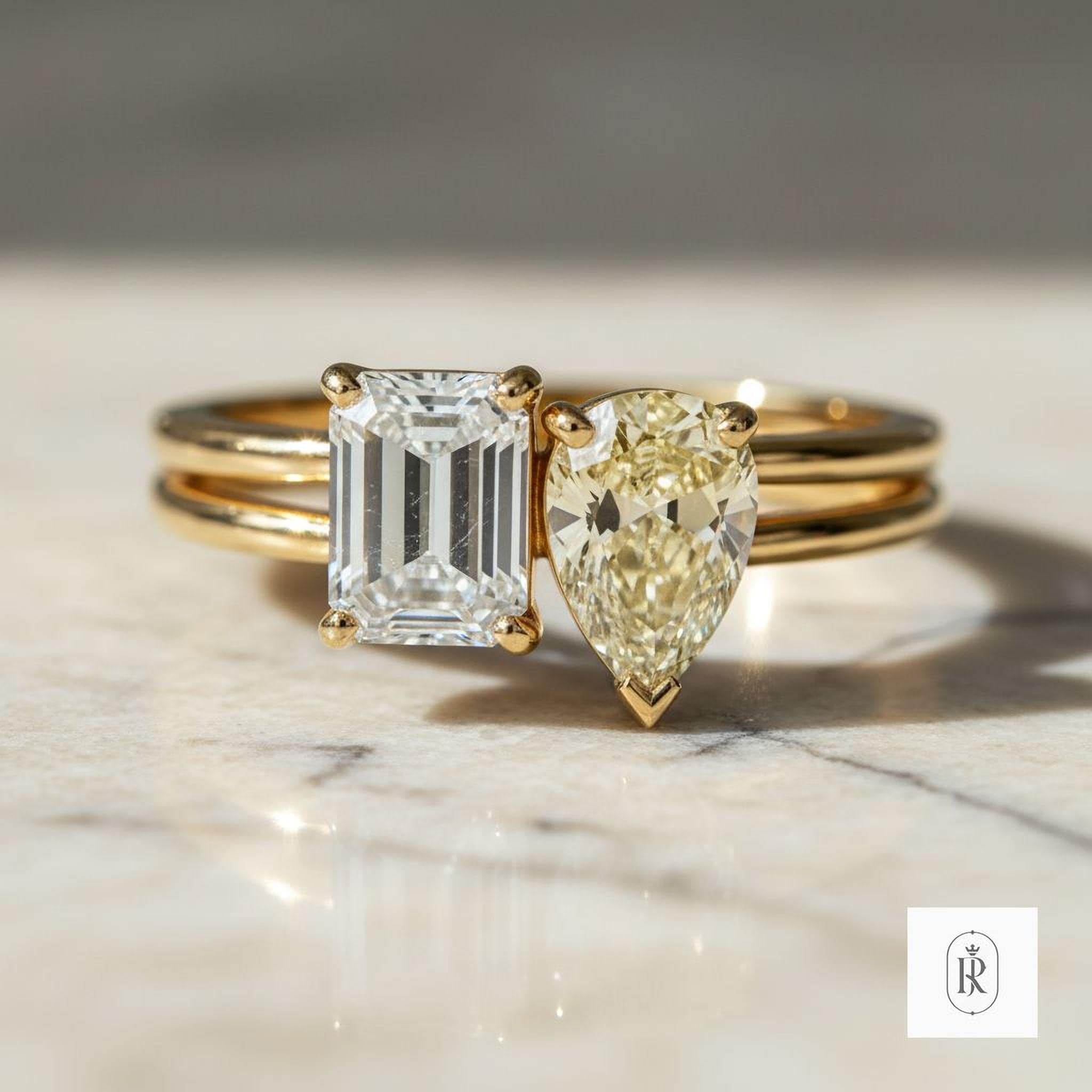 Pear Diamond Engagement Ring: Fancy Canary Yellow (14K Gold, Lab-Grown)