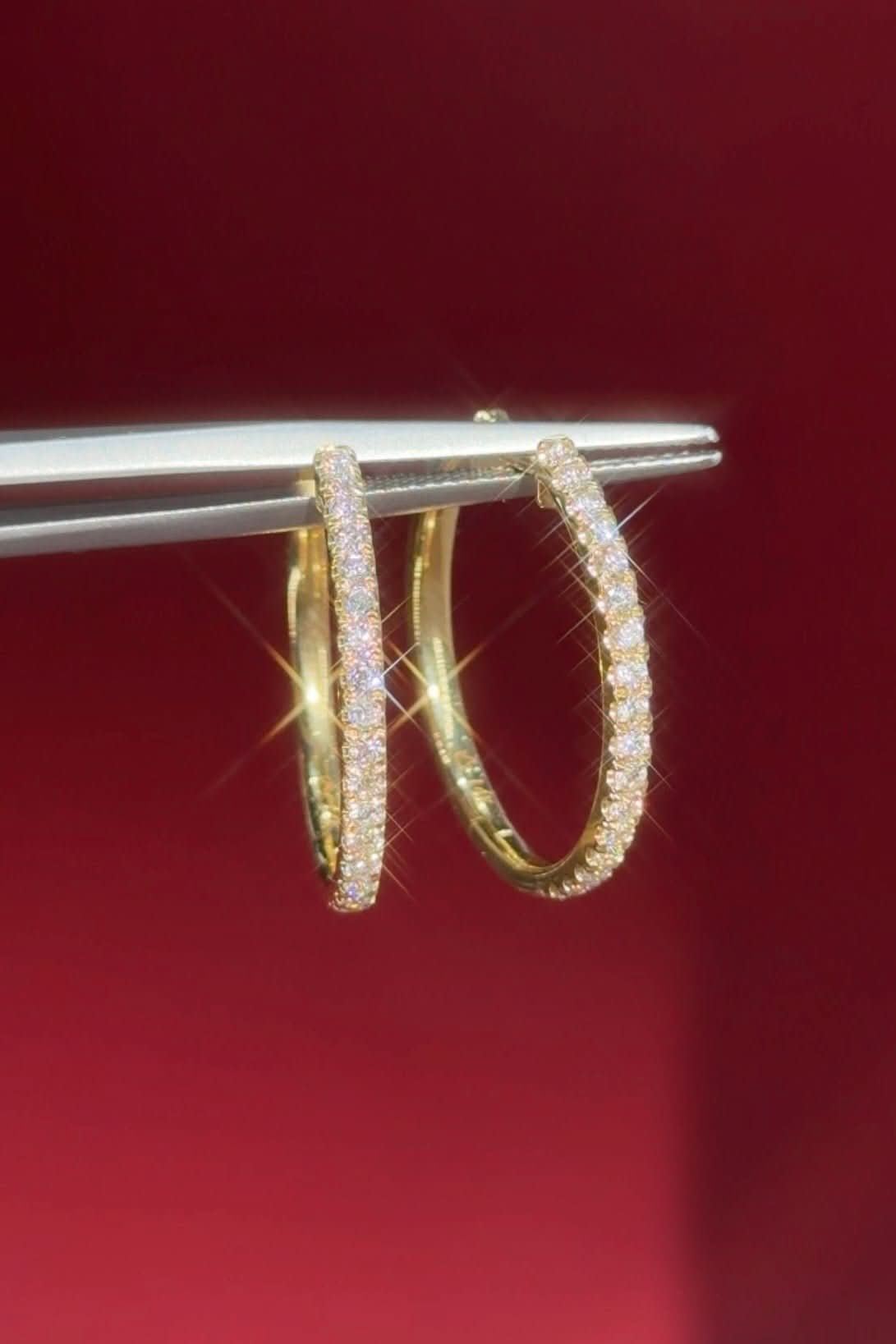 Classic 25mm Pavé Hoops Yellow Gold