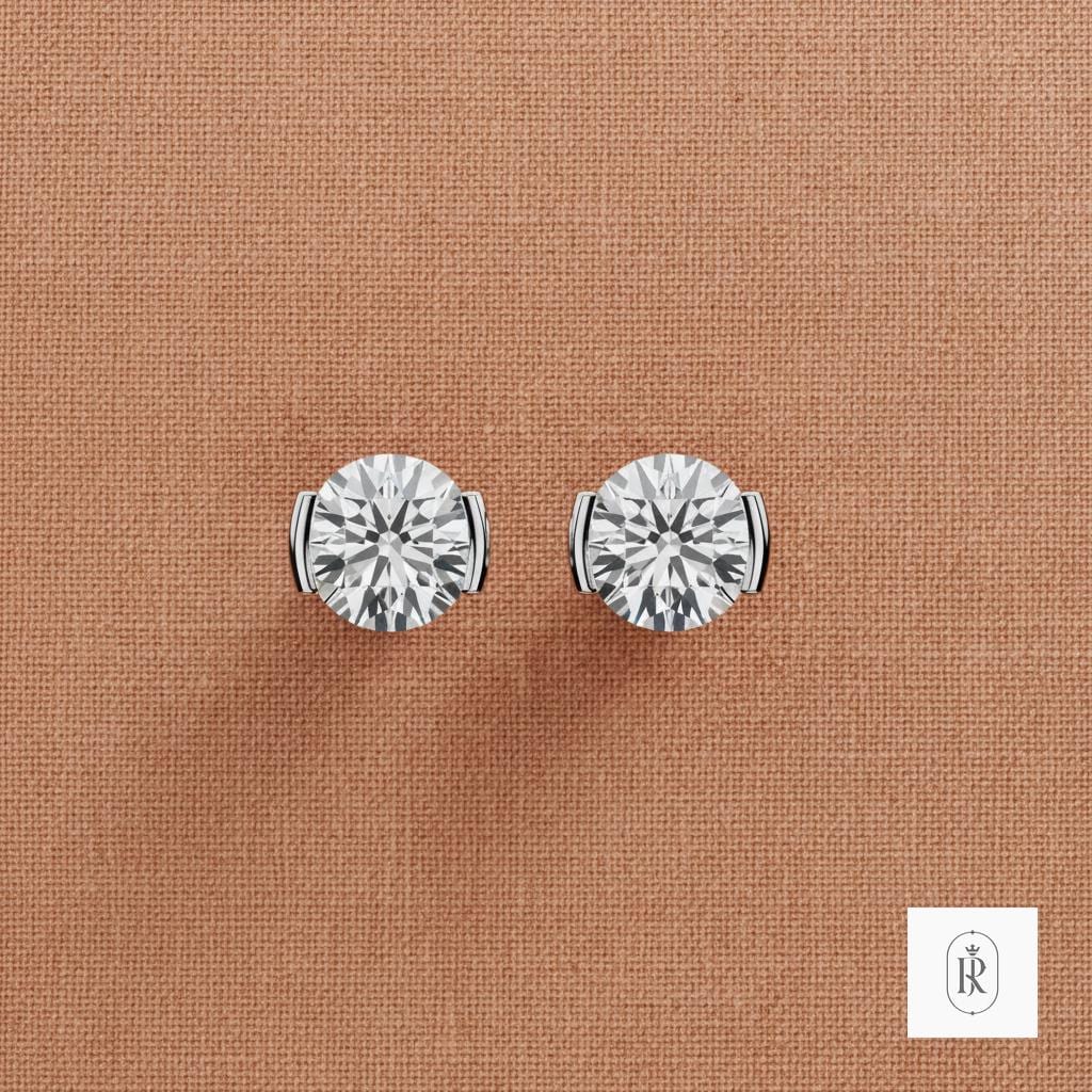 2.16ct Round Lab Diamond Stud Earrings | 14K White Gold Prong Set — View 1 of custom handcrafted Lab Diamond jewellery in 14K White Gold