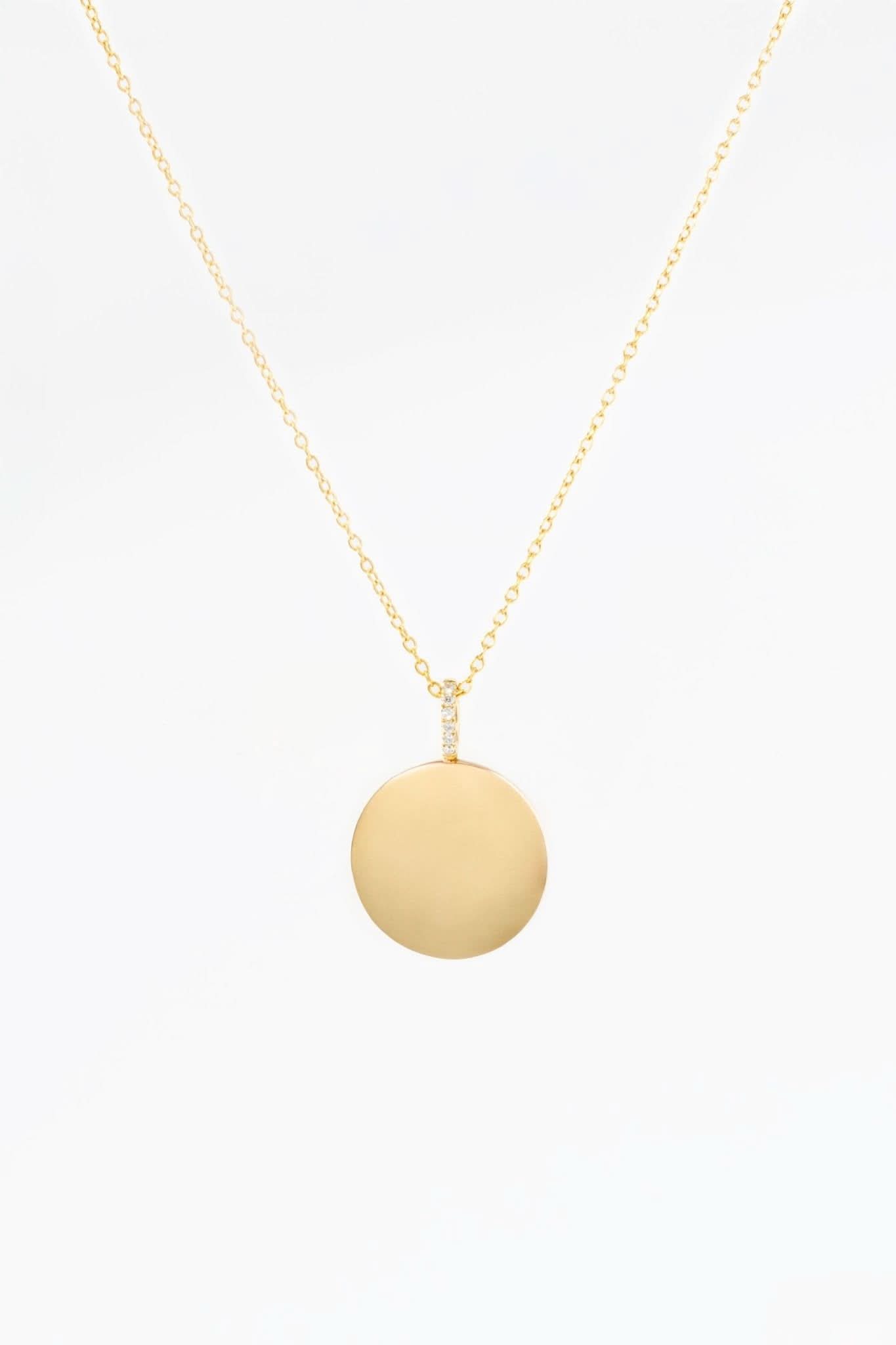 Engravable High Polish Gold Pendant with Diamond Bail
