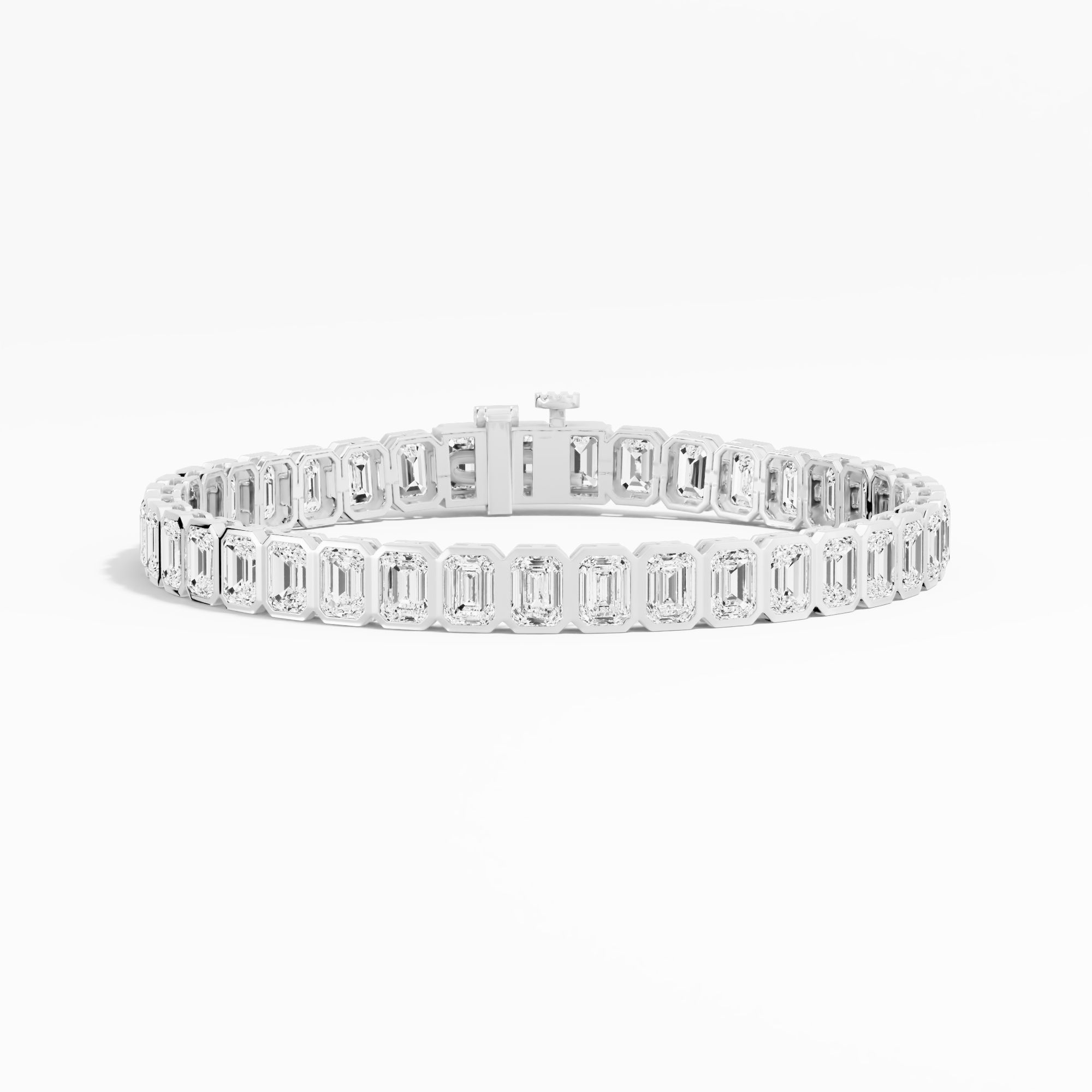 16.38ct Emerald Lab Diamond Tennis Bracelet 14K Solid Gold — View 1 of custom handcrafted Lab-Created Diamond jewellery in 14K White Gold