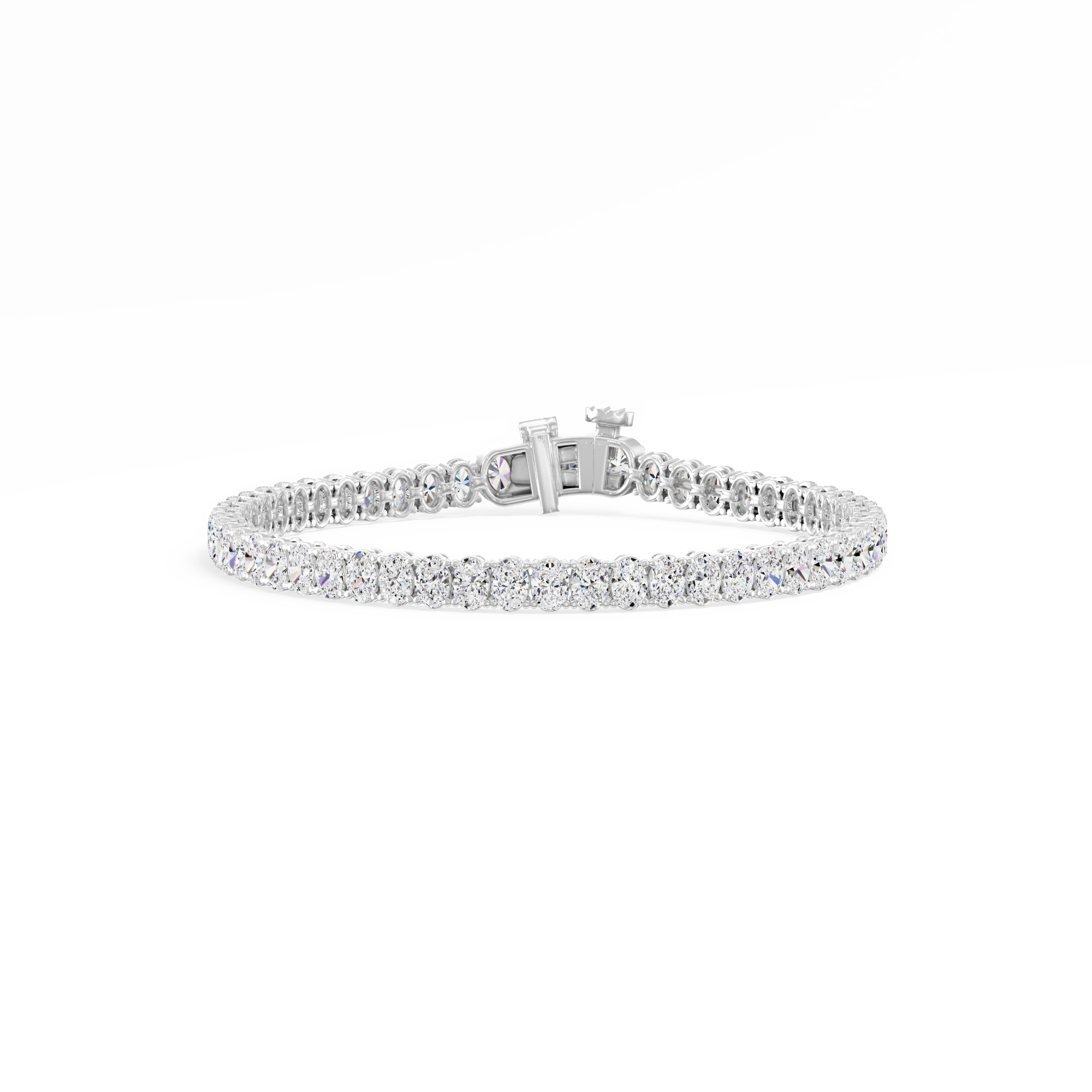 6.13ct Oval Lab Diamond Tennis Bracelet 14K Solid Gold