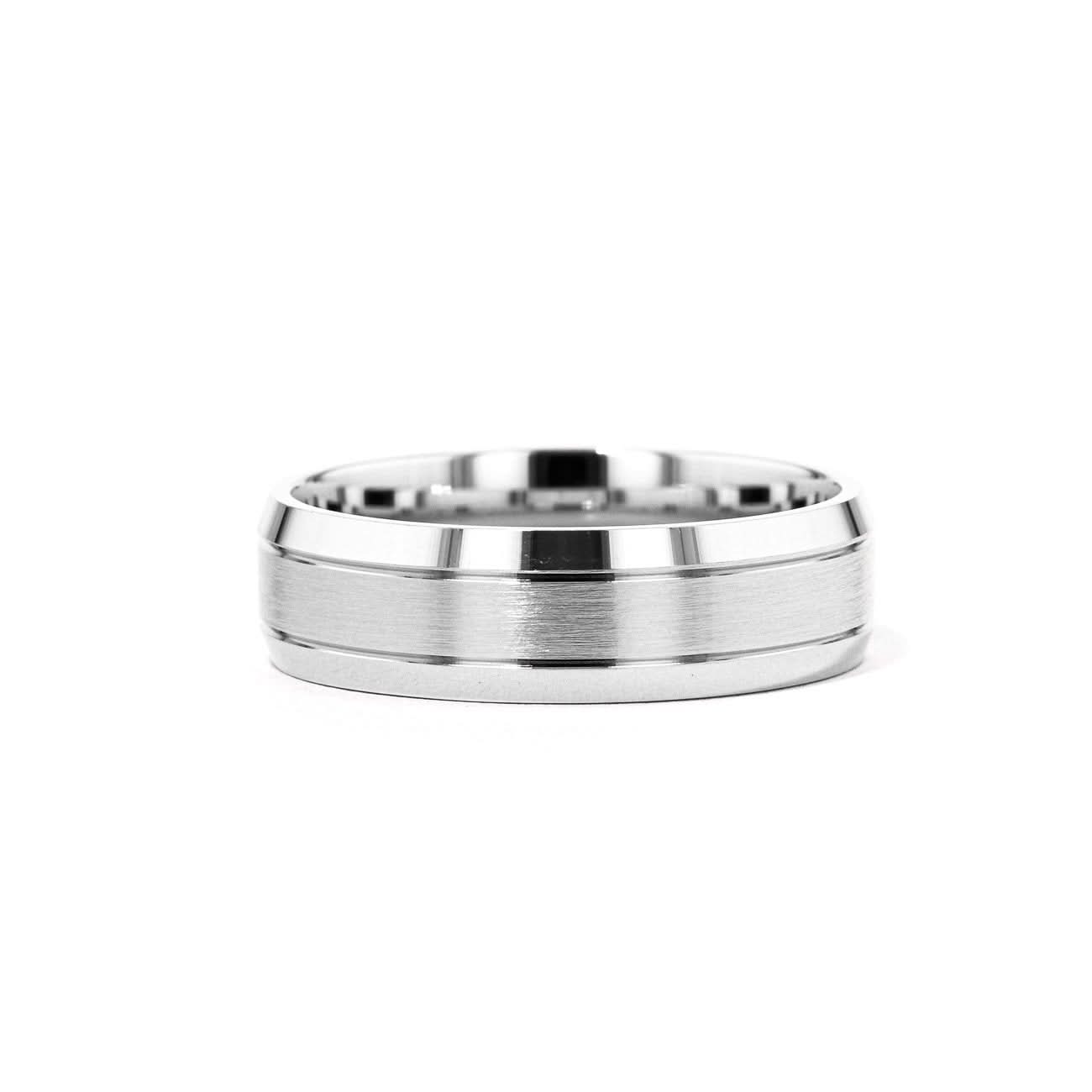 6.5mm Satin Finish Bevel Edge Gold Ring