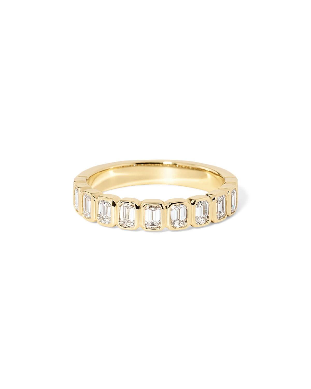 Mini Emerald Bezel Diamond Ring