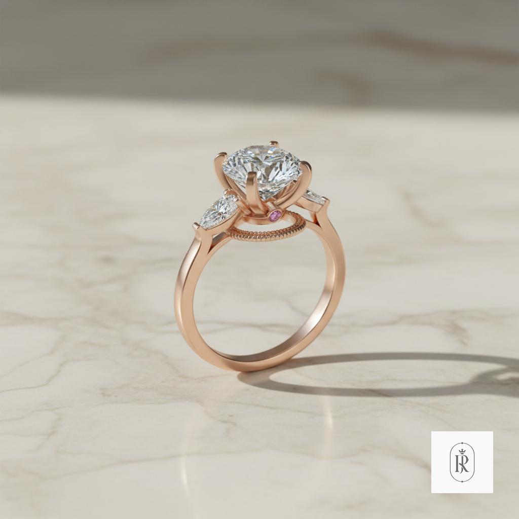 1CT Moissanite 'Architectural Ascent' Engagement Ring 14K Solid Gold | DEF VVS | Bridal Engagement Gift — View 1 of custom handcrafted Lab Diamond jewellery in 14K White Gold