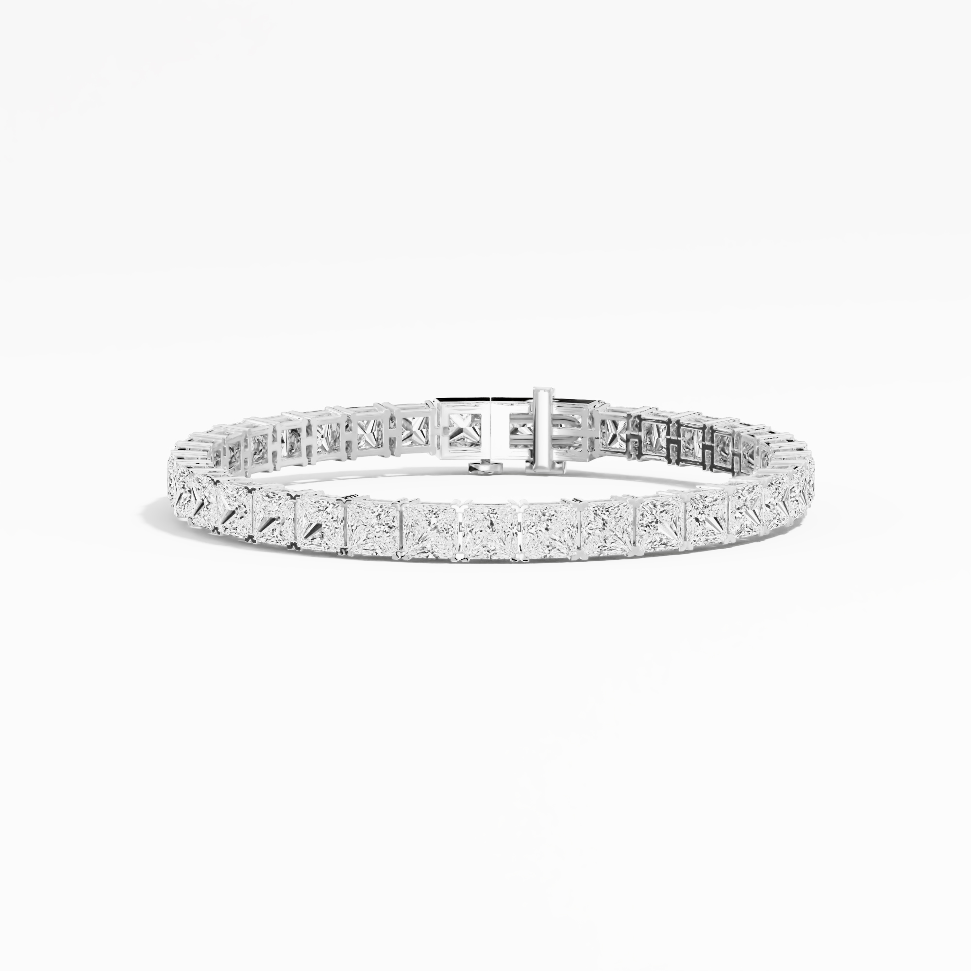18.37ct Princess Lab Diamond Tennis Bracelet 14K Solid Gold — View 1 of custom handcrafted Lab-Created Diamond jewellery in 14K White Gold