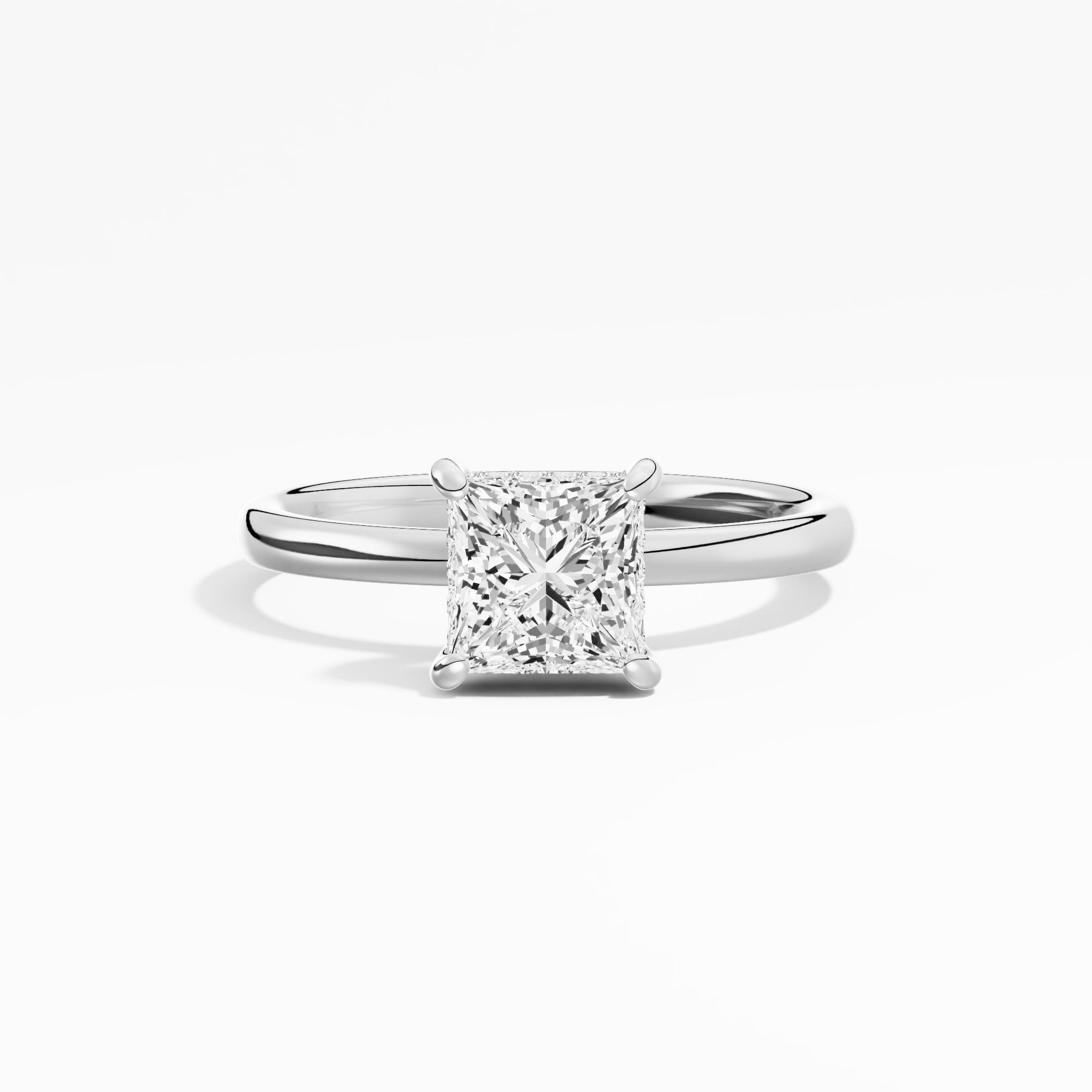 1.11ct Princess Lab Diamond Engagement Ring | 14K White Gold, Prong Set Bridal Ring — View 1 of custom handcrafted Lab Diamond jewellery in 14K White Gold