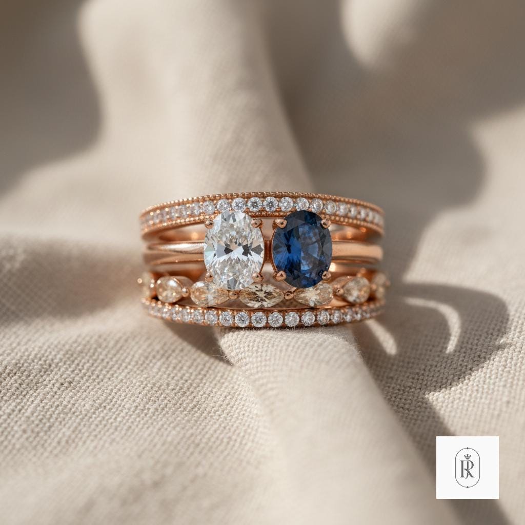 Oval Blue Diamond Ring: Lab Grown, 14K Rose Gold (2.5ct) — View 1 of custom handcrafted Lab Diamond jewellery in 14K Rose Gold