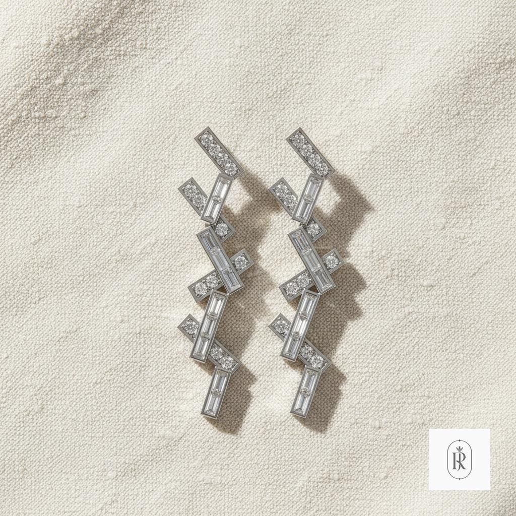 1.52ct Baguette Lab Diamond Stud Earrings 14K White Gold | Prong Set Diamonds — View 1 of custom handcrafted Lab Diamond jewellery in 14K White Gold