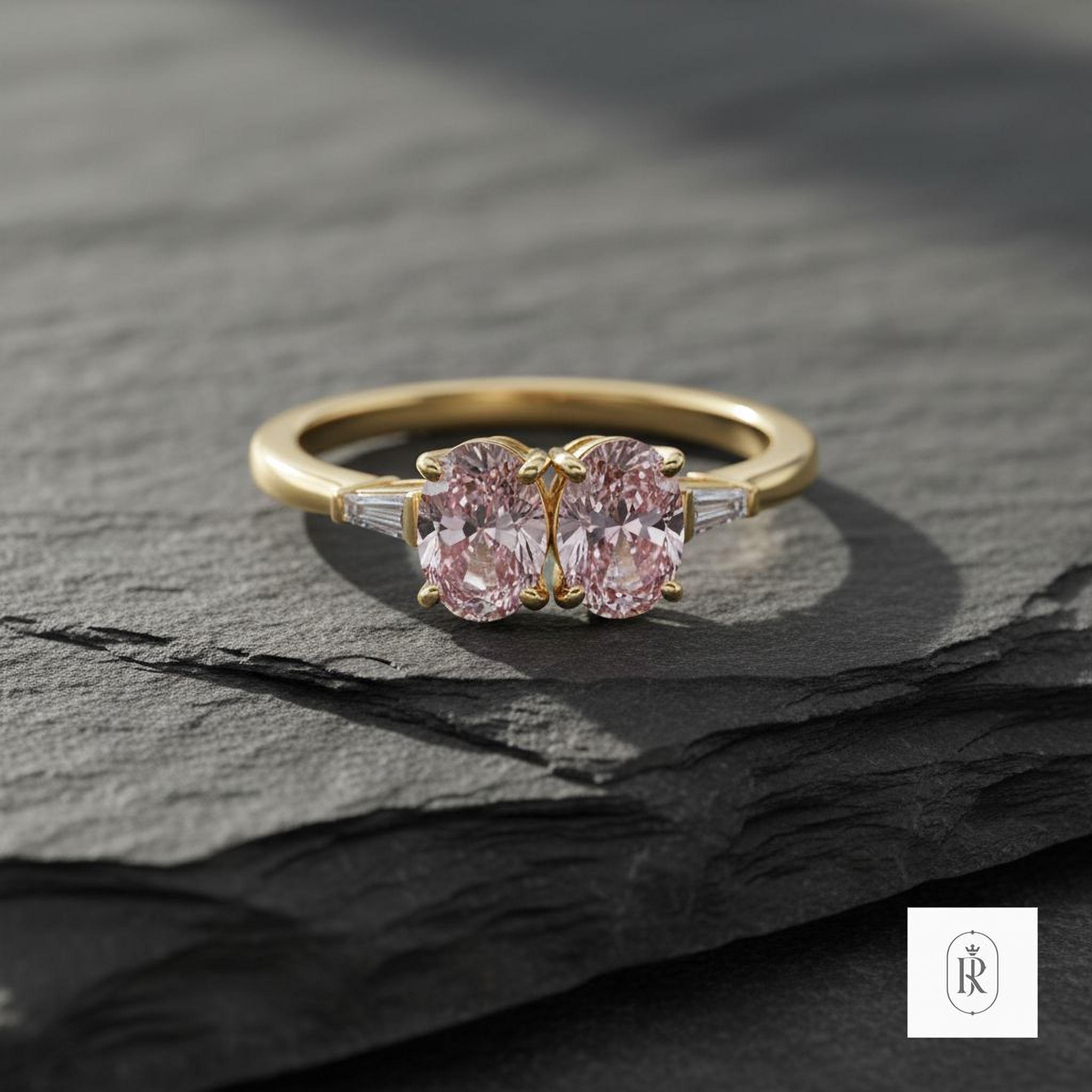 Pear Cut Diamond Ring: Fancy Pink Lab Grown - 14K Gold — View 1 of custom handcrafted Lab Diamond jewellery in 14K White Gold