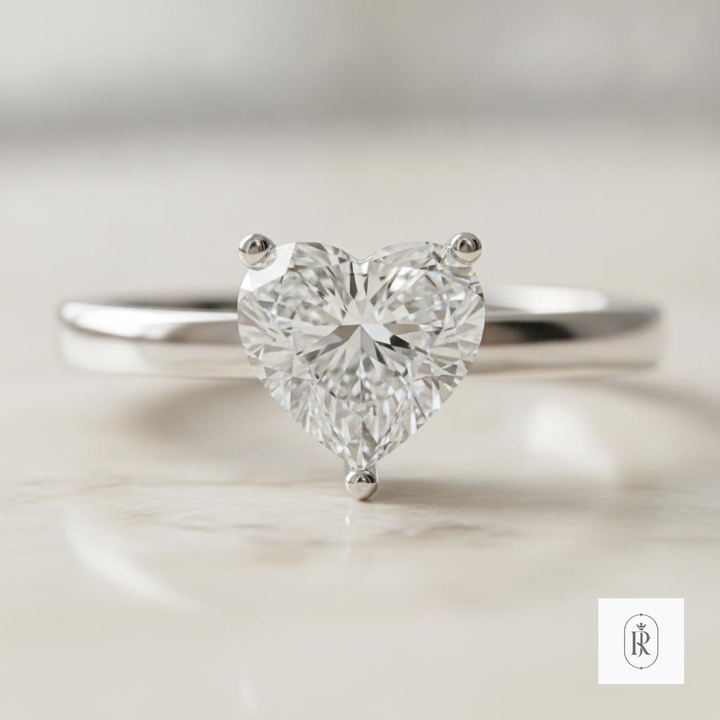 0.93ct Heart Lab Diamond Engagement Ring 14K White Gold Solitaire Prong Set — View 1 of custom handcrafted Lab Diamond jewellery in 14K White Gold