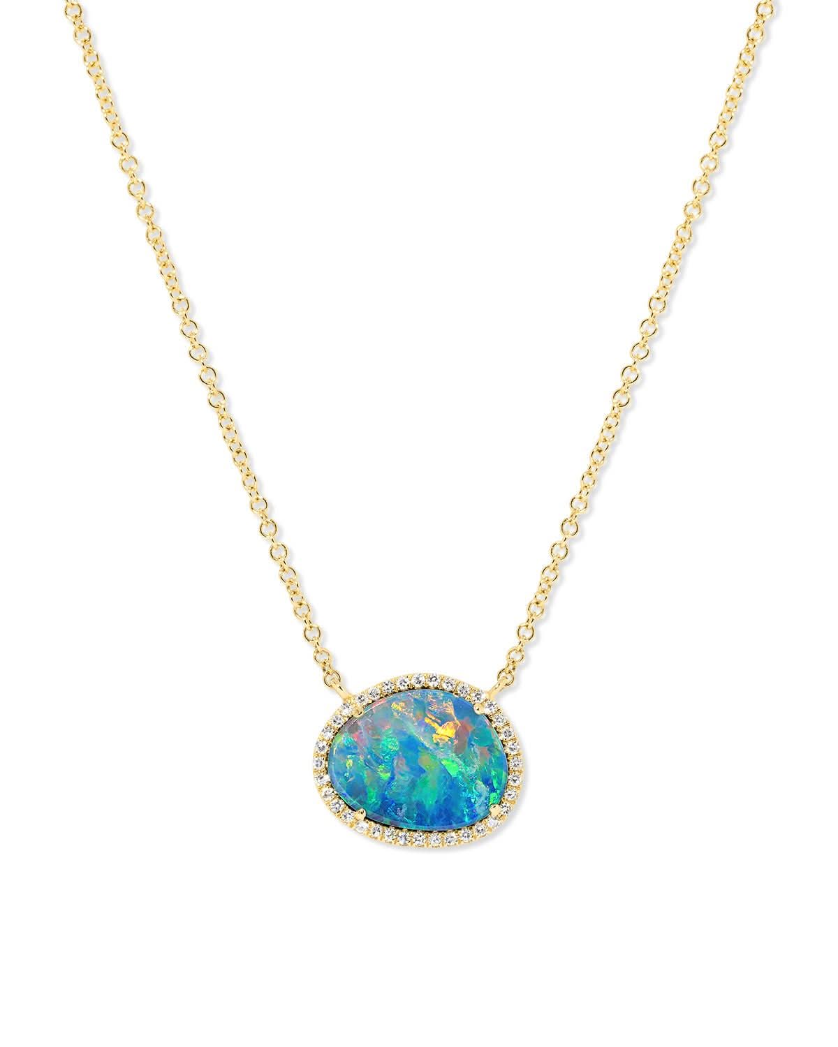 Opal & Diamond Halo Necklace