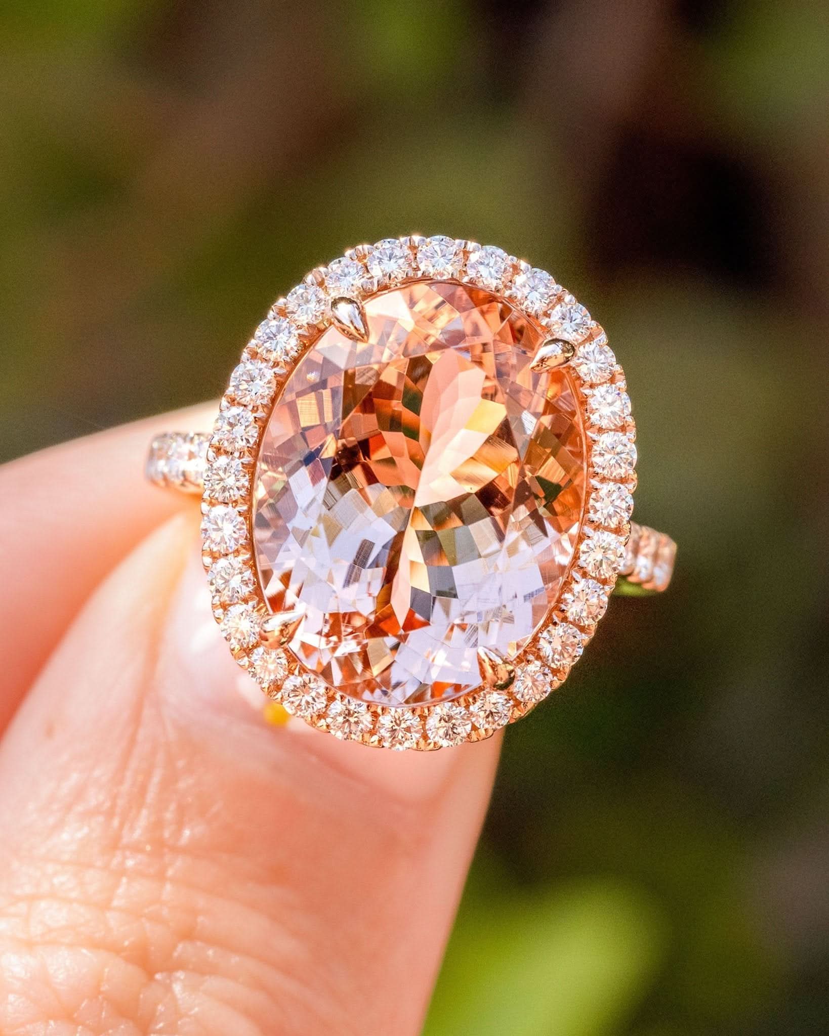 9.43ct Oval Peach Pink Morganite Ring with Filigree