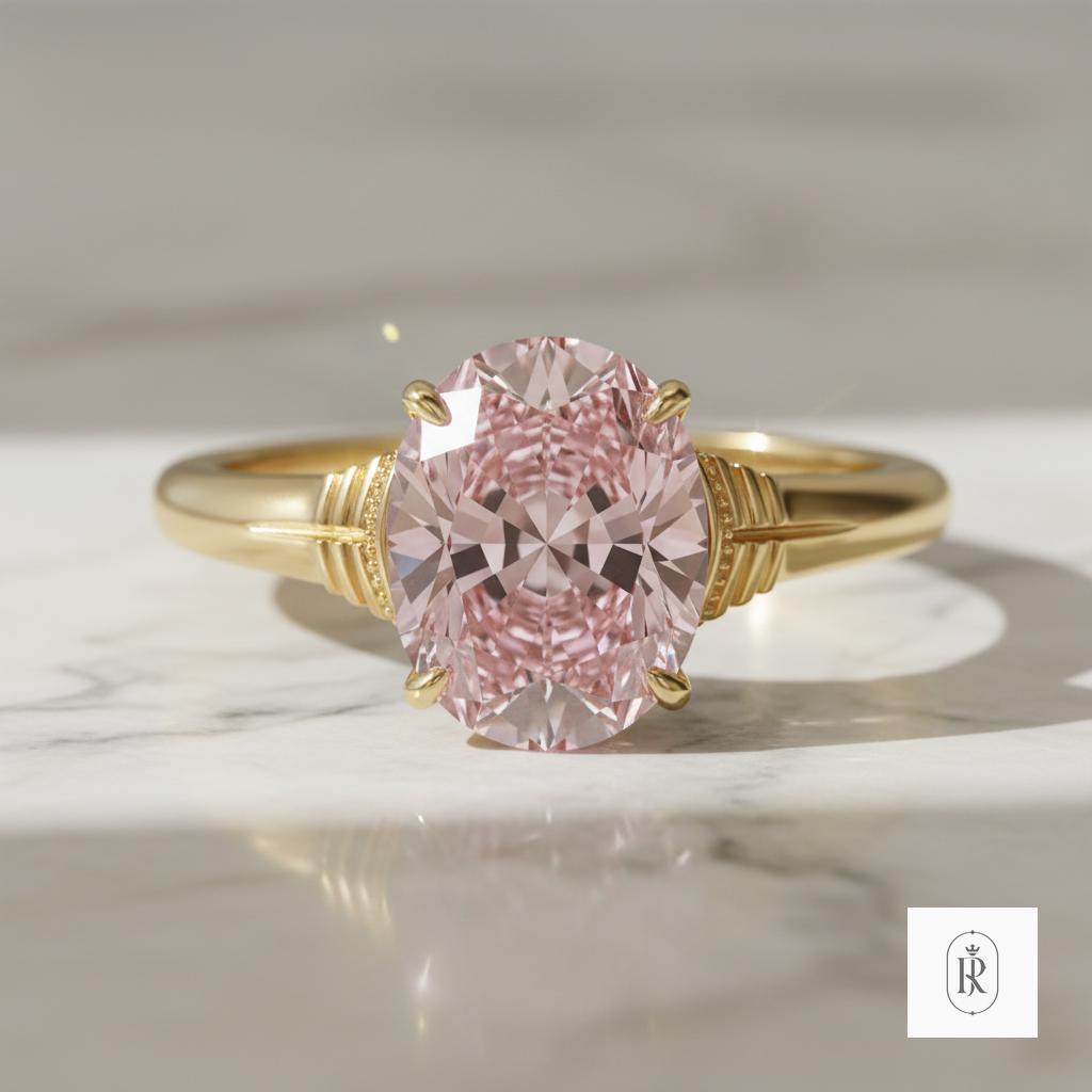 Pink Diamond Engagement Ring - Ethical Lab Grown, 14K Gold