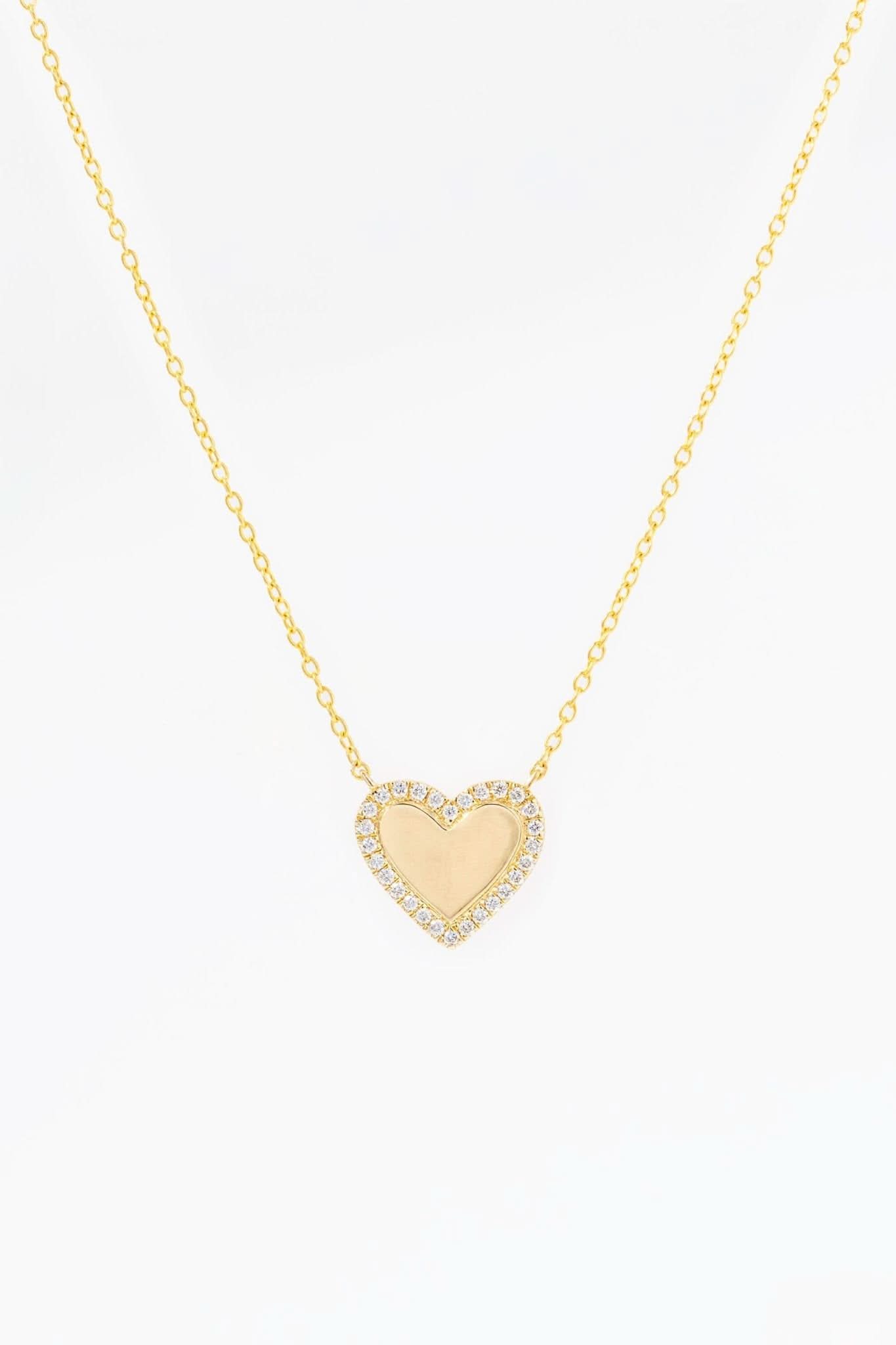 Pavé Diamond Border Engravable Heart Pendant