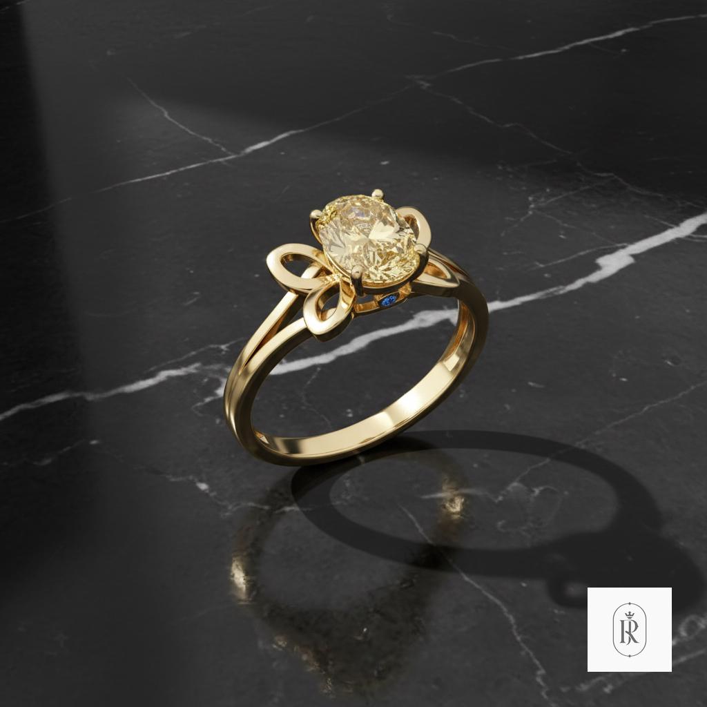 Lab Grown Canary Yellow Diamond Ring, Oval Cut (0.75ct, 14K Gold) — View 1 of custom handcrafted Lab Diamond jewellery in 14K White Gold