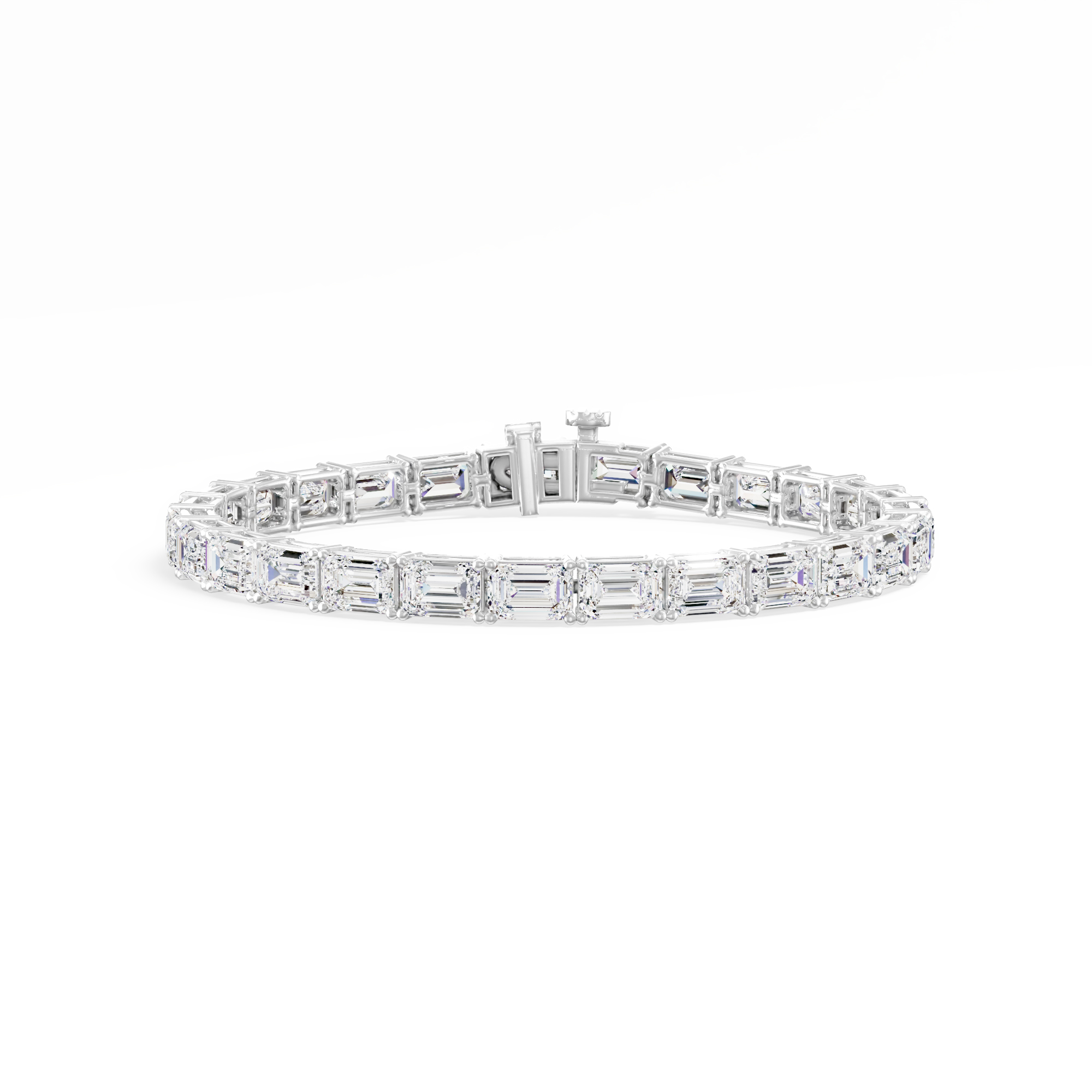 17.71ct Emerald Lab Diamond Tennis Bracelet 14K Solid Gold — View 1 of custom handcrafted Lab-Created Diamond jewellery in 14K White Gold