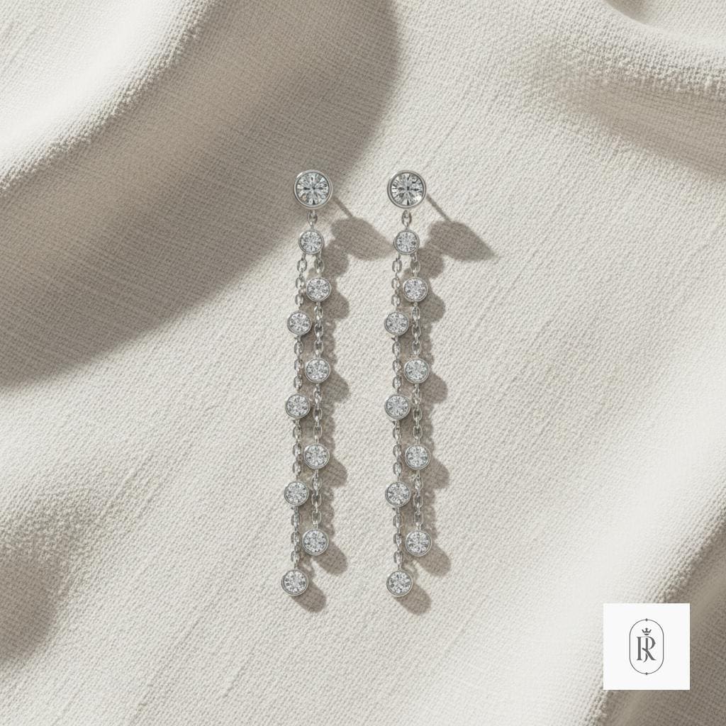 Lab-Created Diamond Drop Earrings: 14K White Gold, Handmade Luxury — View 1 of custom handcrafted Lab Diamond jewellery in 14K White Gold