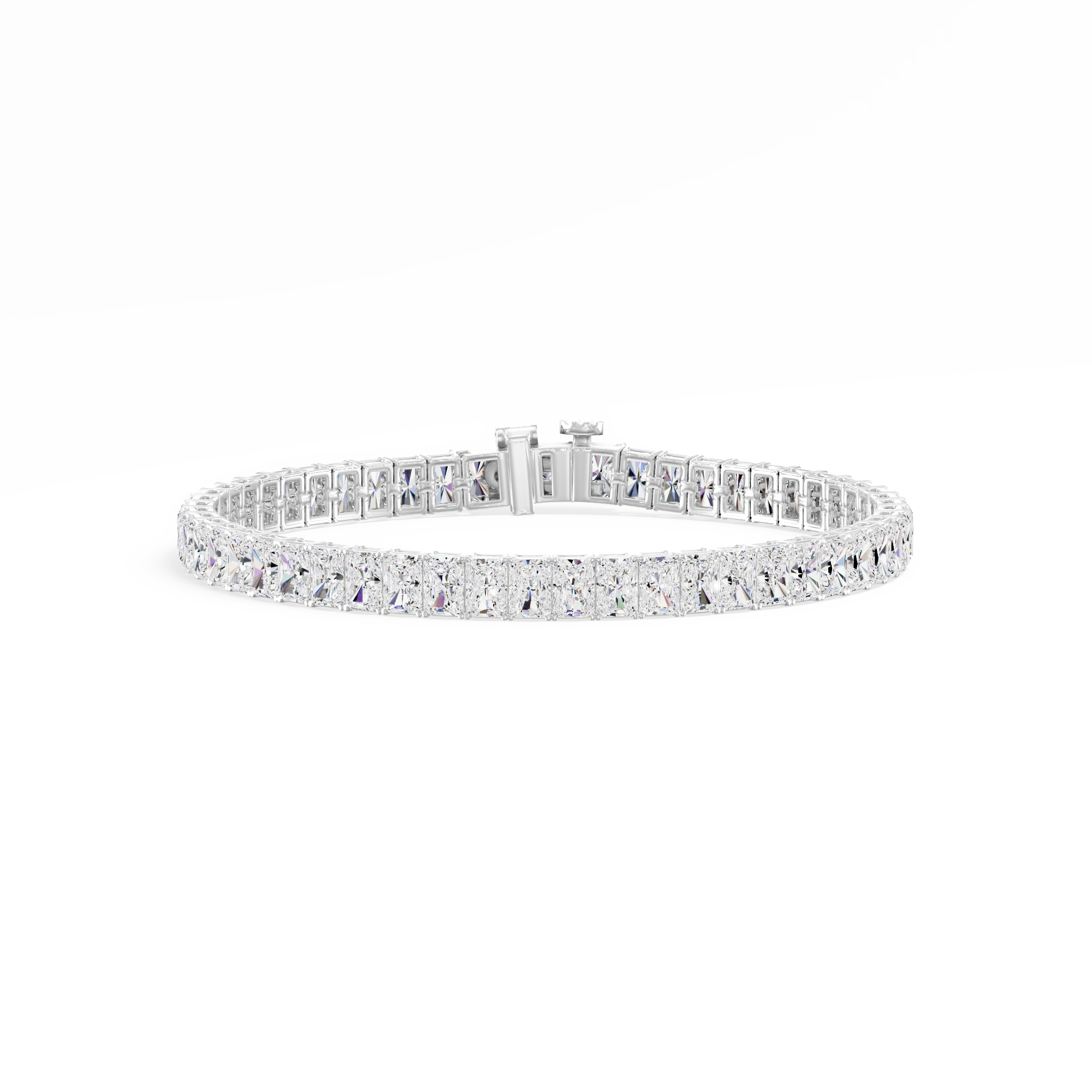 12.61ct Radiant Lab Diamond Tennis Bracelet 14K Solid Gold — View 1 of custom handcrafted Lab-Created Diamond jewellery in 14K White Gold