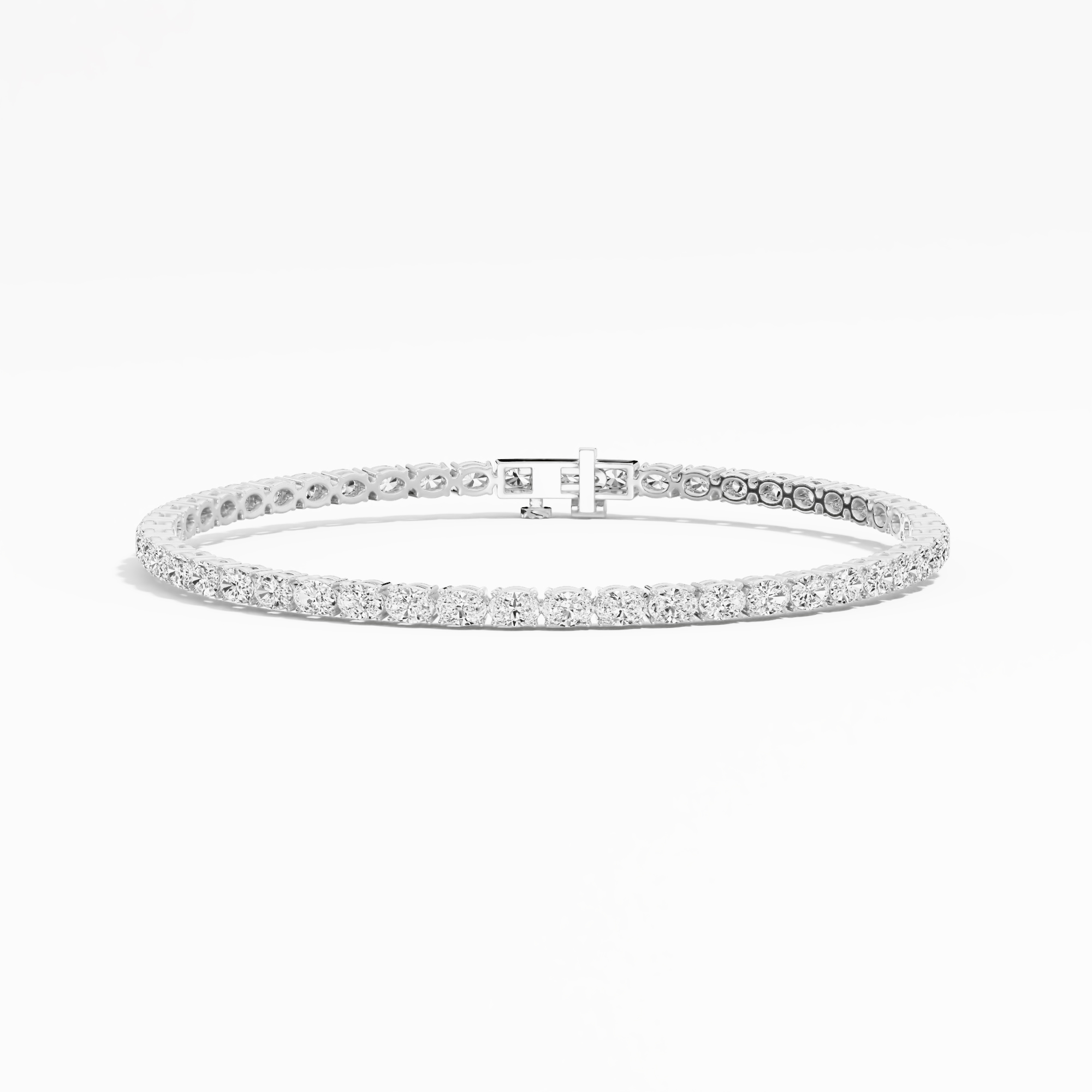 4.25ct Oval Lab Diamond Tennis Bracelet 14K Solid Gold