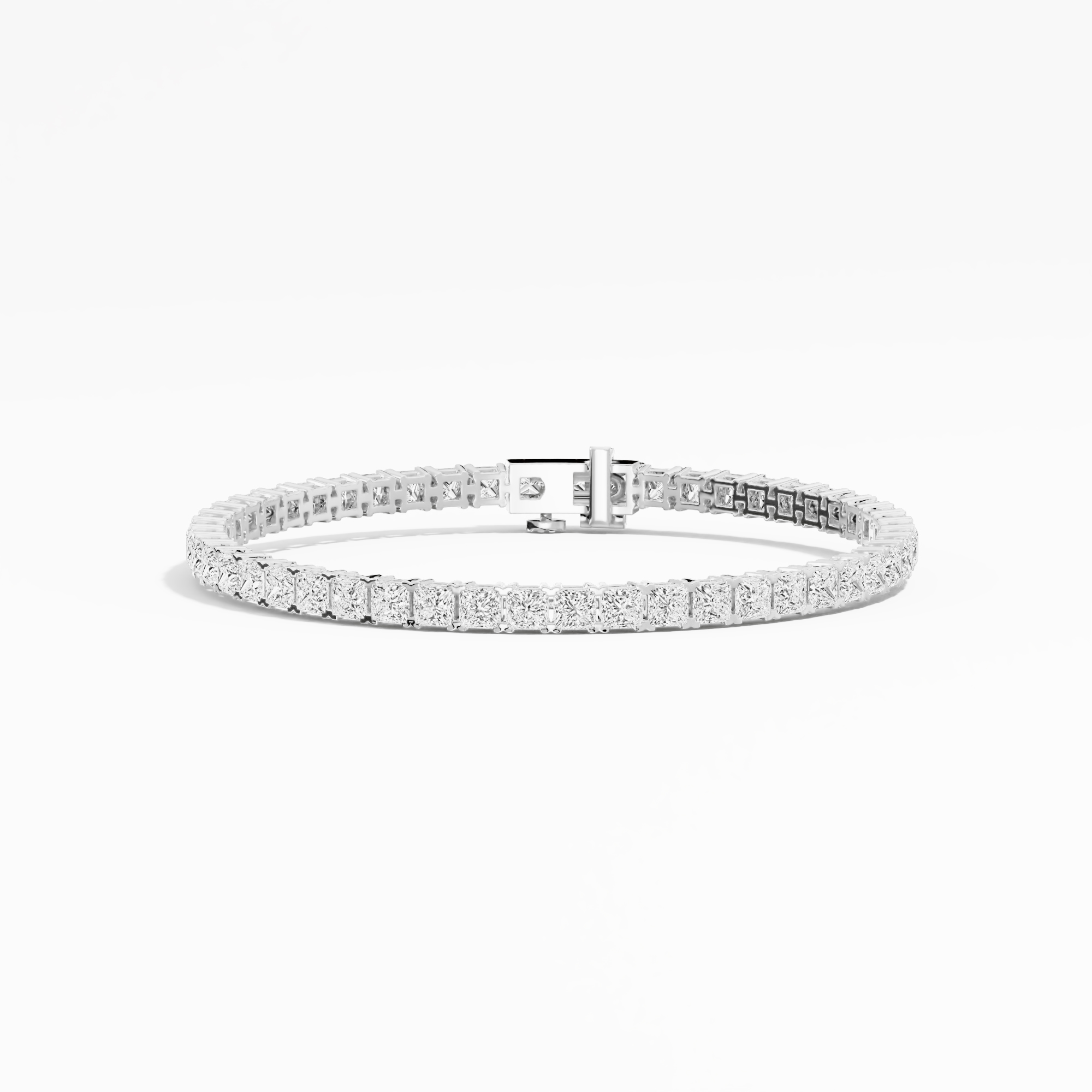 8.28ct Princess Lab Diamond Tennis Bracelet 14K Solid Gold — View 1 of custom handcrafted Lab-Created Diamond jewellery in 14K White Gold