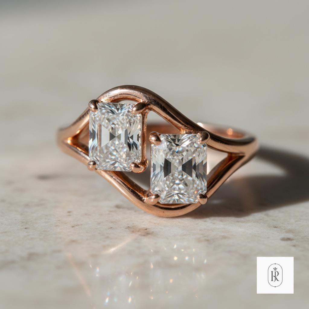Radiant Cut Moissanite Ring, Pink Diamond (14K Gold, Women's) — View 1 of custom handcrafted Lab Diamond jewellery in 14K White Gold