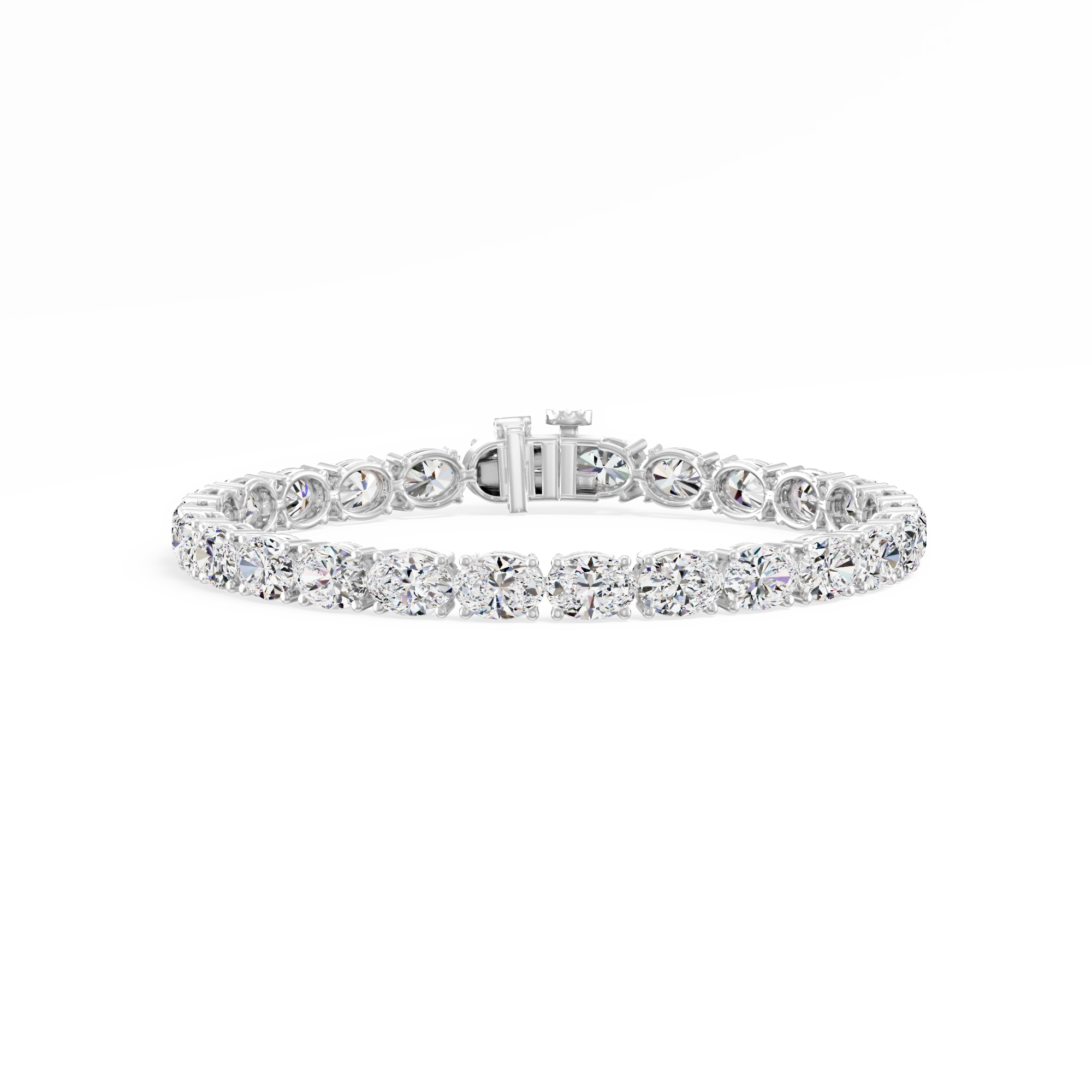14.11ct Oval Lab Diamond Tennis Bracelet 14K Solid Gold — View 1 of custom handcrafted Lab-Created Diamond jewellery in 14K White Gold