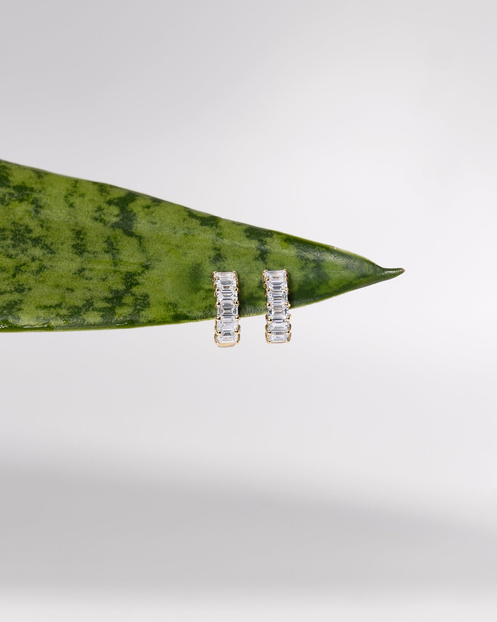 Emerald Lab Diamond Huggies Yellow Gold