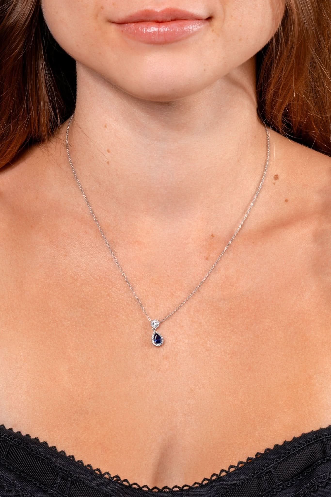 Pear Blue Sapphire & Diamond Necklace