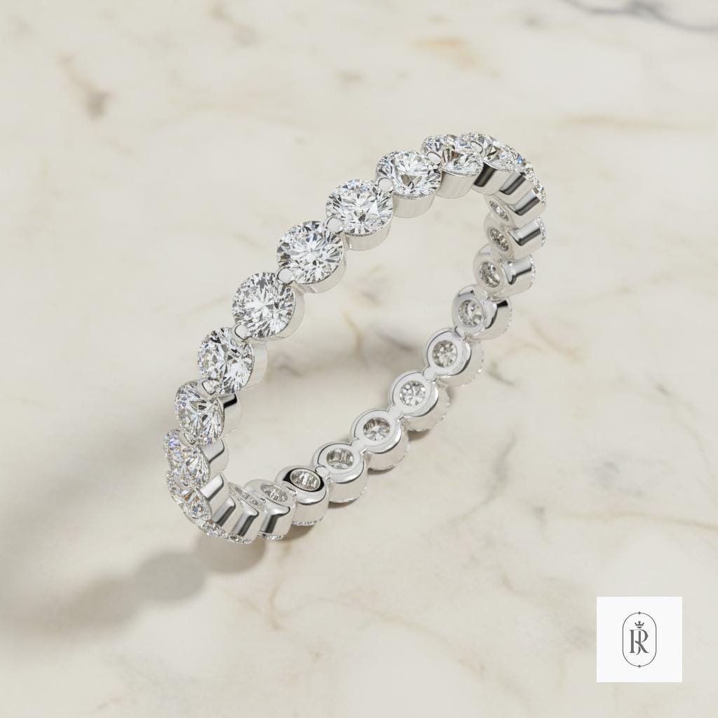Handmade 14K White Gold Lab Diamond Eternity Band Ring — View 1 of custom handcrafted Lab Diamond jewellery in 14K White Gold